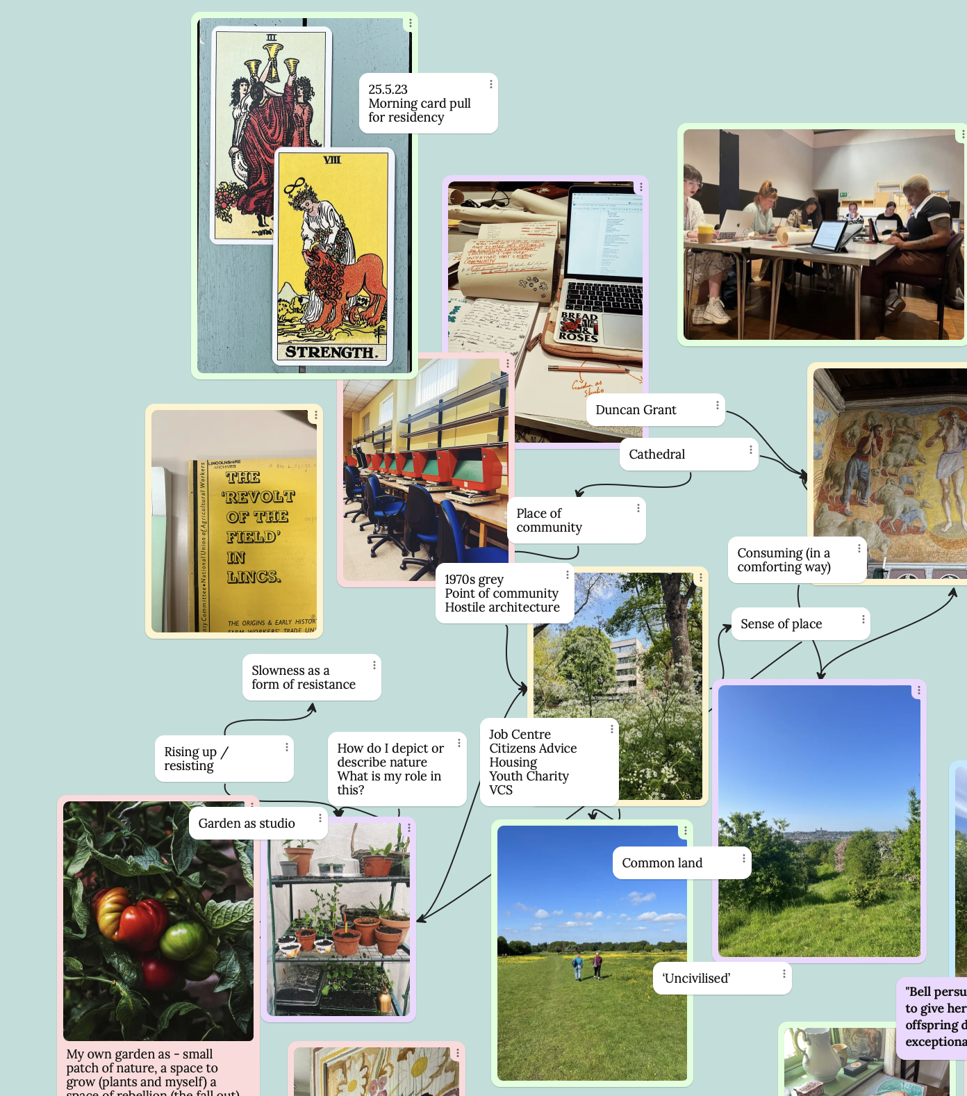 Close up of artwork created as part of unweeded with Zara sands and Kim Thompson. Collage work that explores the life and work of Duncan Grant as an artist, conscientious objector, father, friend and lover.