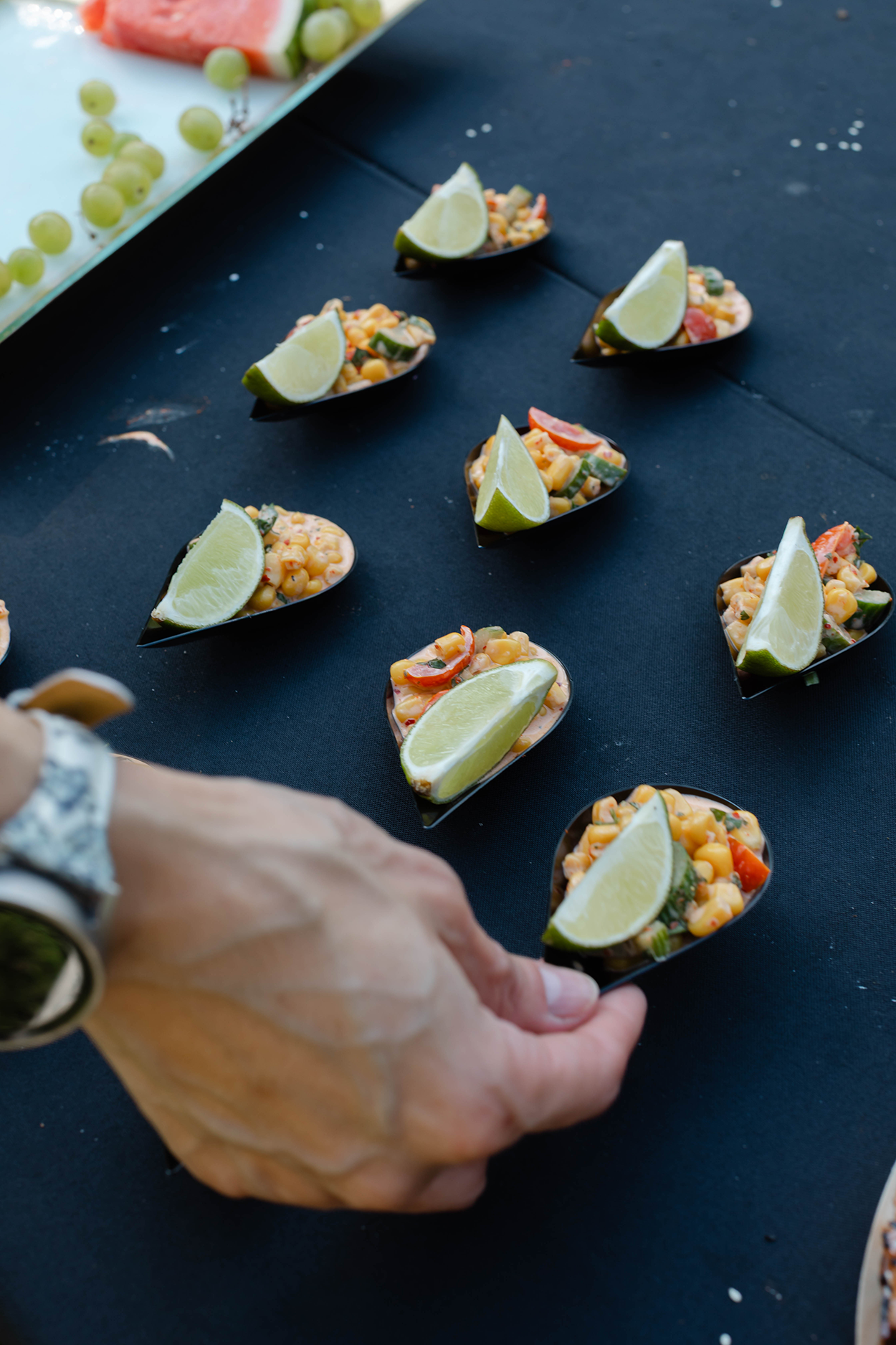 Appetizers on a tray.
