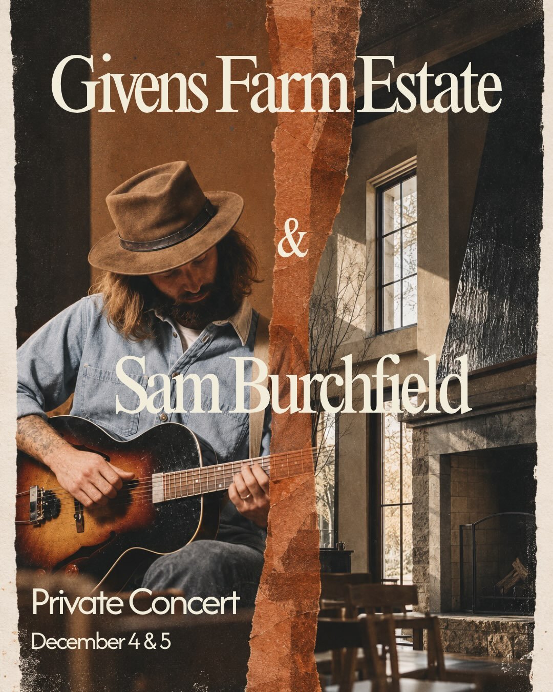 ❗️GIVEAWAY&mdash;WIN 2 VIP TICKETS❗️
In honor of Sam Burchfield&rsquo;s newest album release, we&rsquo;re offering 2 VIP tickets for Sam&rsquo;s private concert at @givensfarmestate for the Saturday show on December 5!&nbsp;

To enter: Like this post