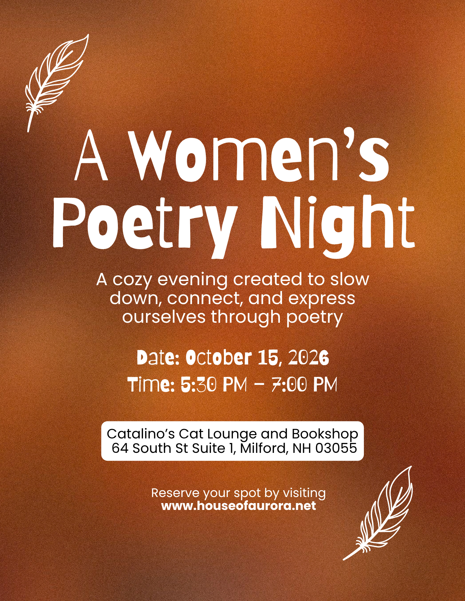 Women's Poetry Night | October 15th