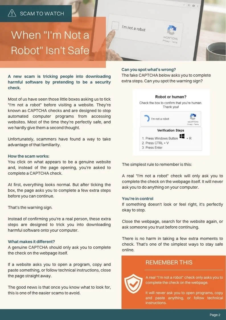 Fake CAPTCHA scams explained.