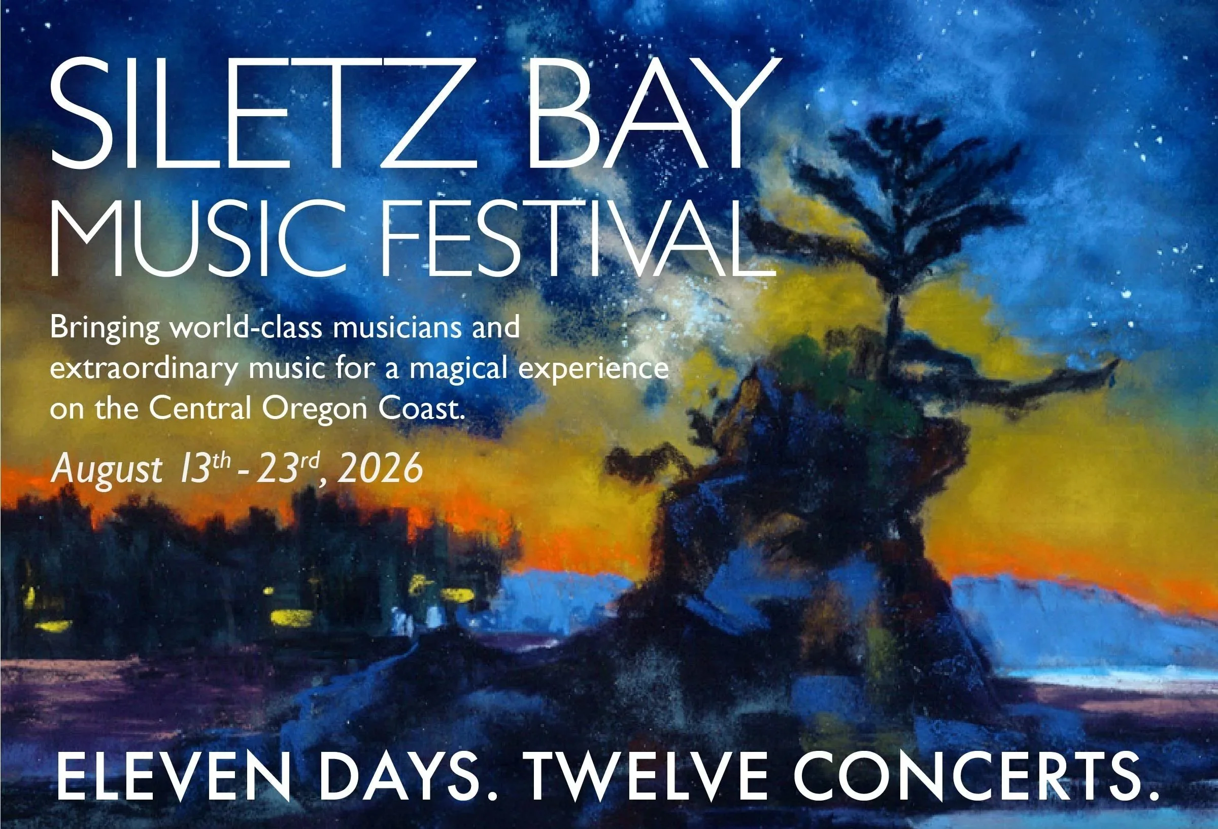 Painted Sunset Poster for Siletz Bay Music Festival 2026