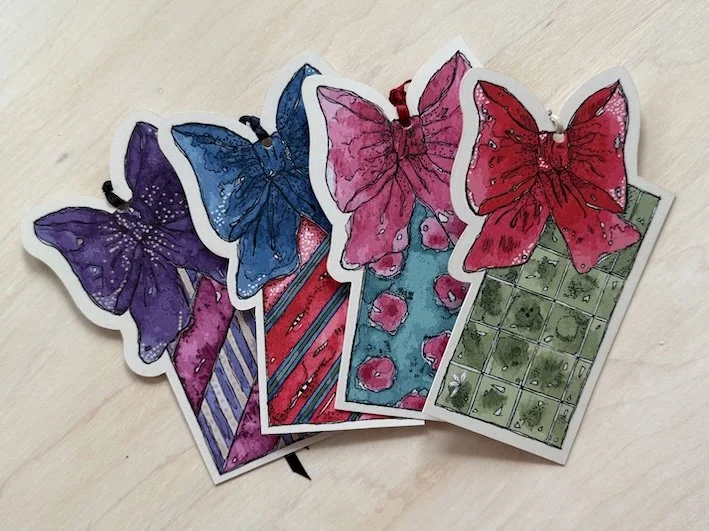 Christmas Gift Tags - Tall Gift Boxes - 4 Pack