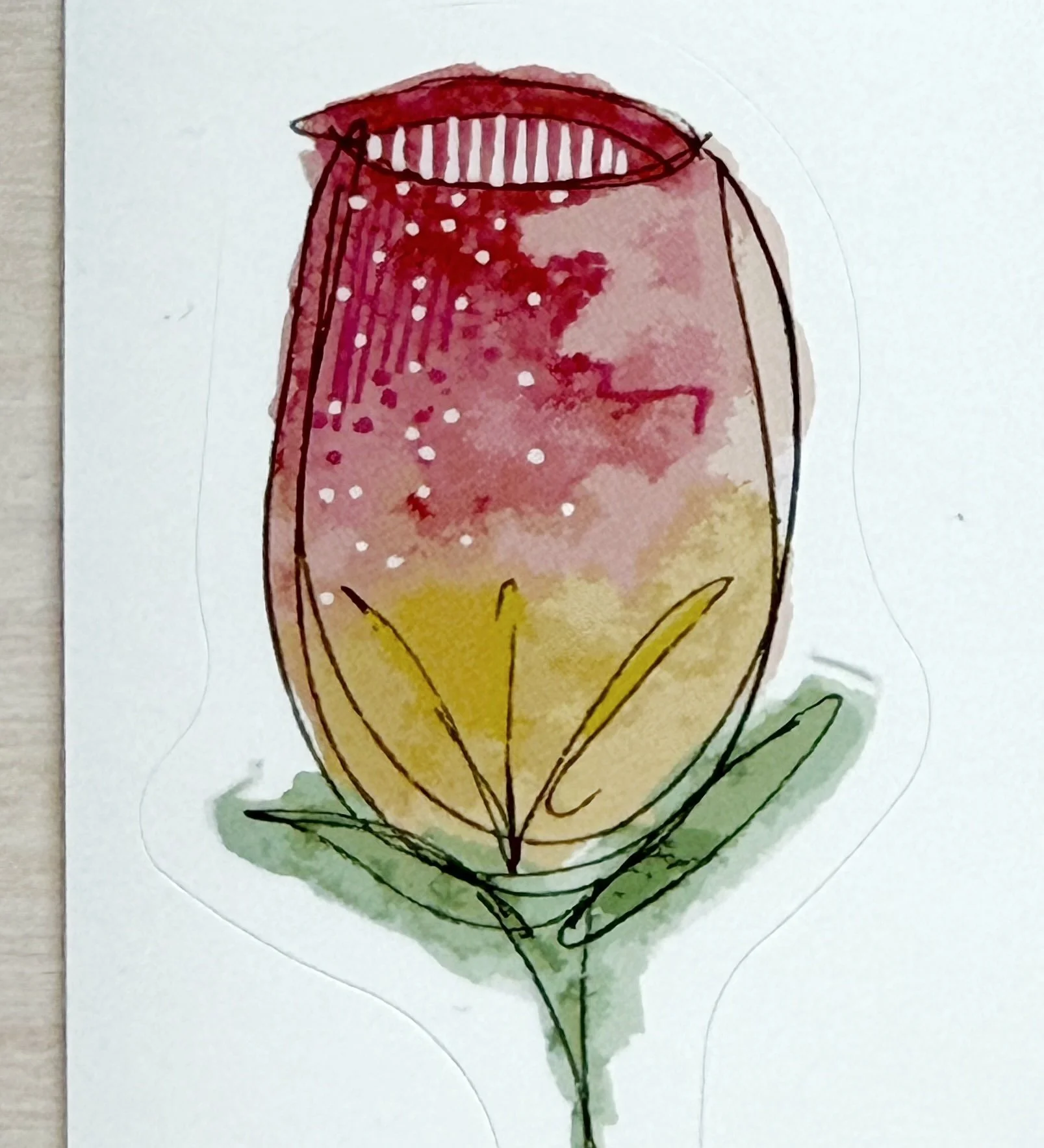 Whimsical Rosebud Watercolour Sticker