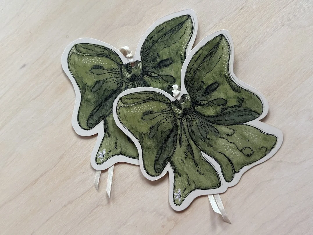 Sage Green Gift Tag Bows - 2 Pack