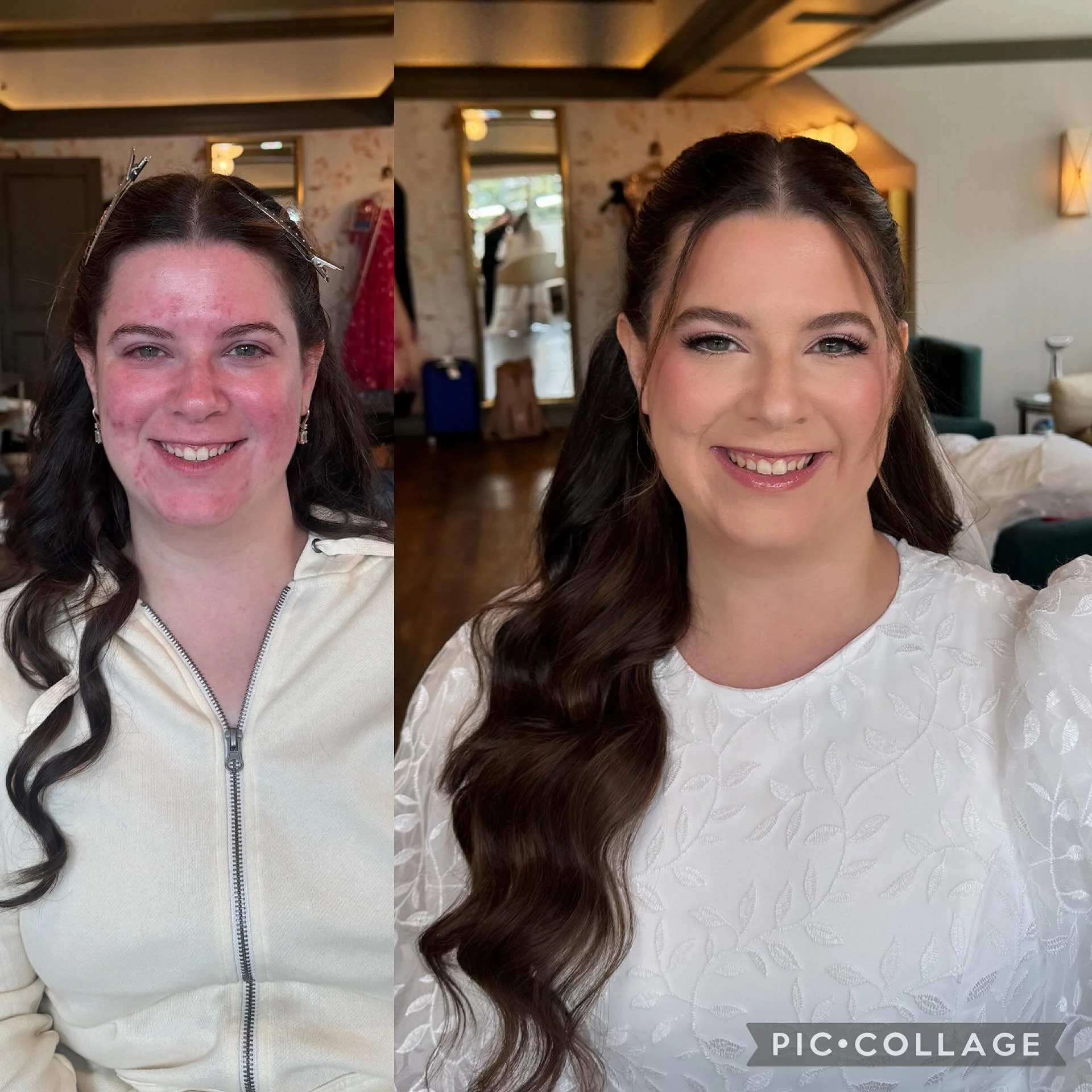 No trial, NO PROBLEM ‼️ My bride wanted to cover up her redness but still look natural and that&rsquo;s exactly what we did 💪🏼 Love the trust she had in me to deliver the look she wanted without the trial 💕
.
Hair @_hairbyshaina 
Venue @the.lannin