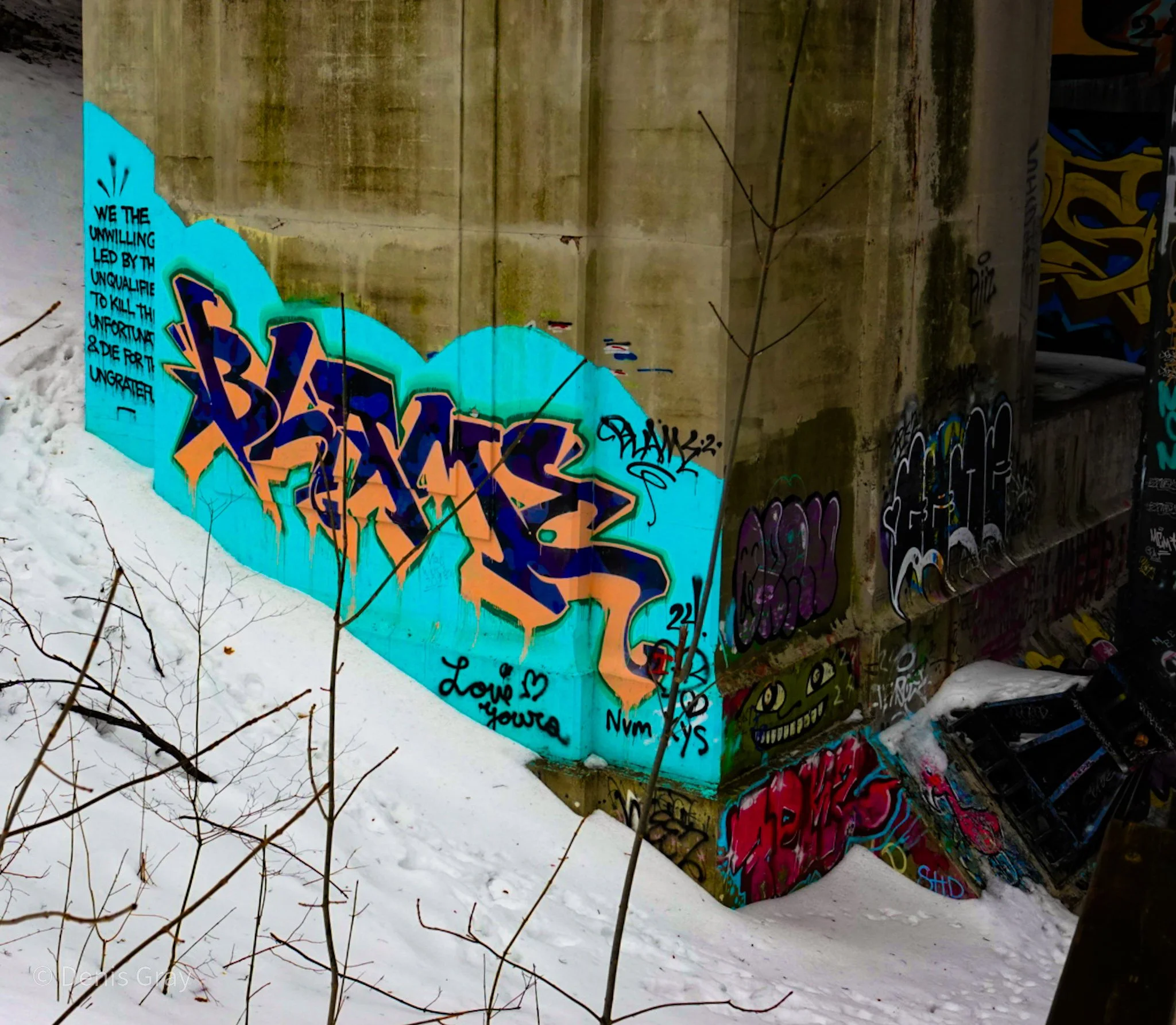 Artistic endeavours, under the Vale of Avoca Bridge, Yellow Creek, Toronto