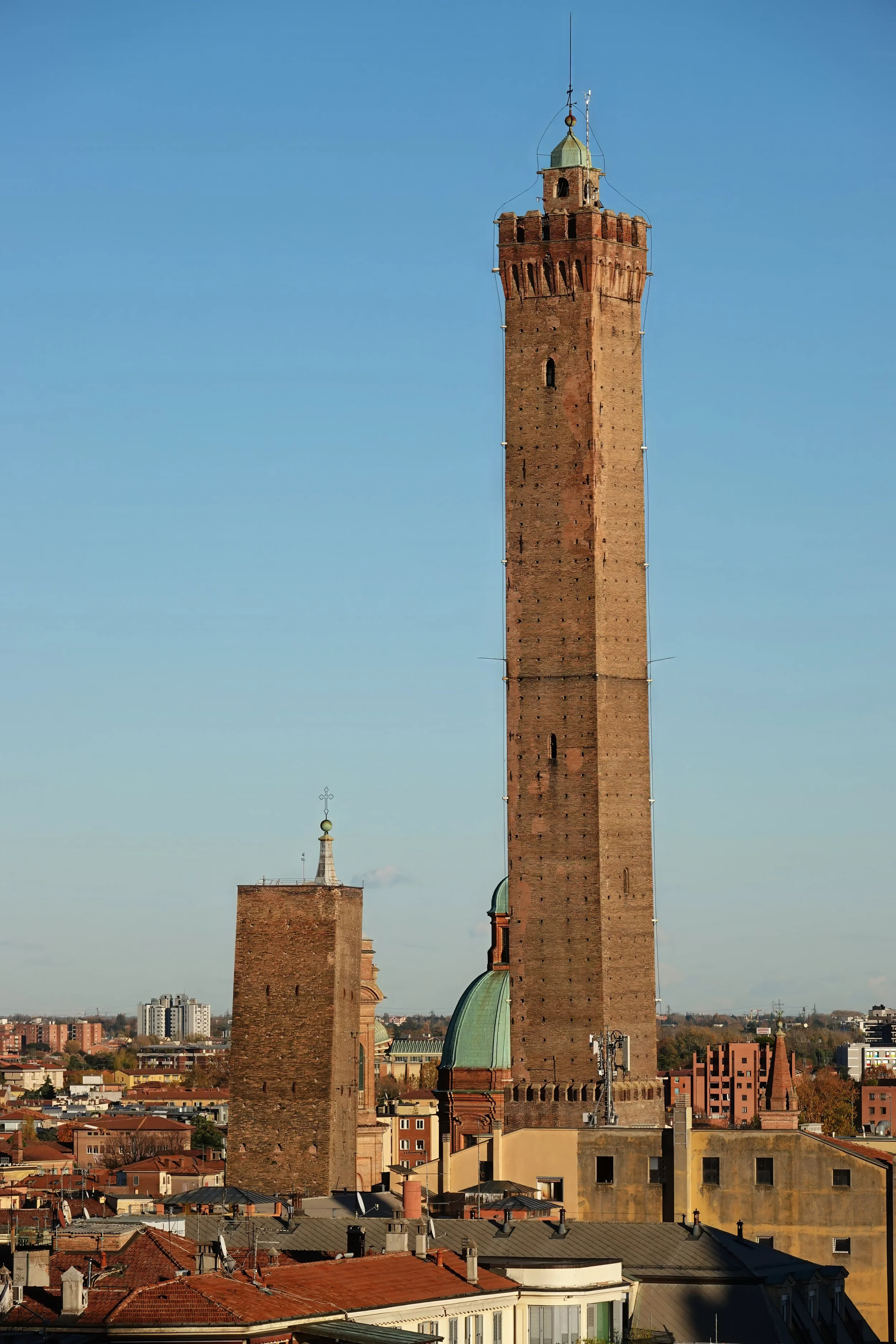 The Garisenda and Asinelli Towers of Bologna, Italy