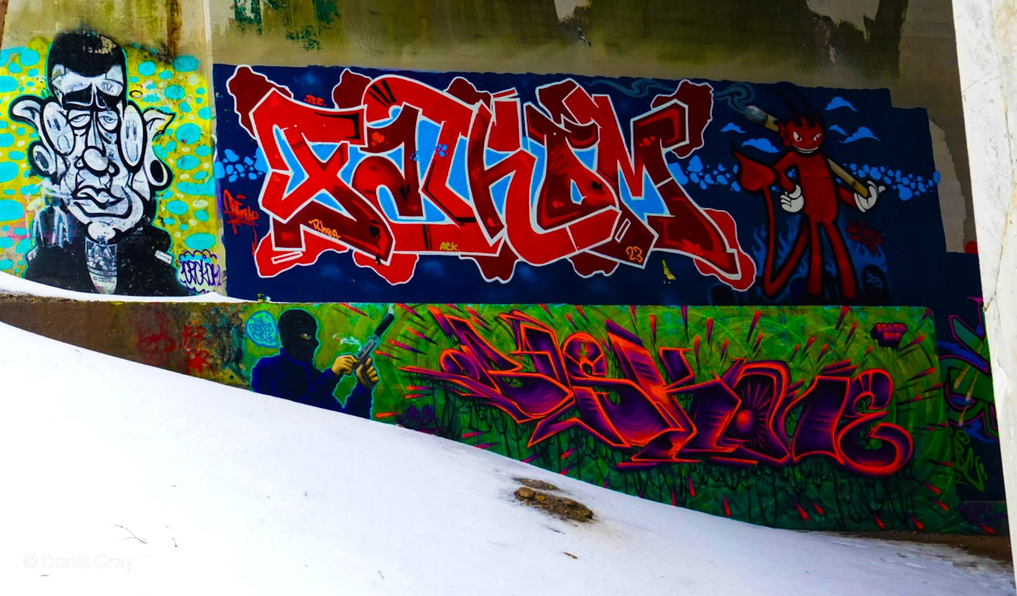 Artistic endeavours, under the Vale of Avoca Bridge, Yellow Creek, Toronto