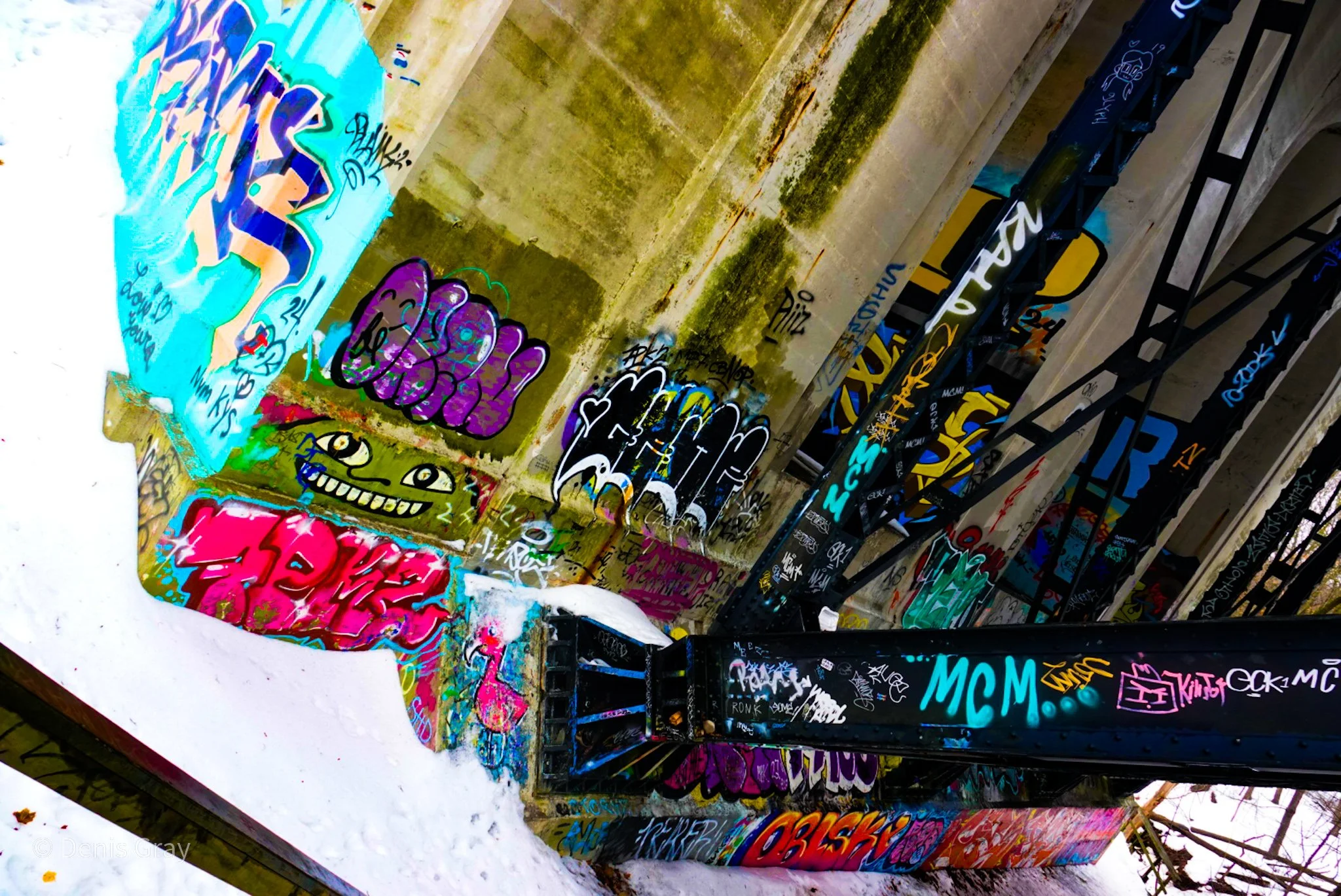 Artistic endeavours, under the Vale of Avoca Bridge, Yellow Creek, Toronto