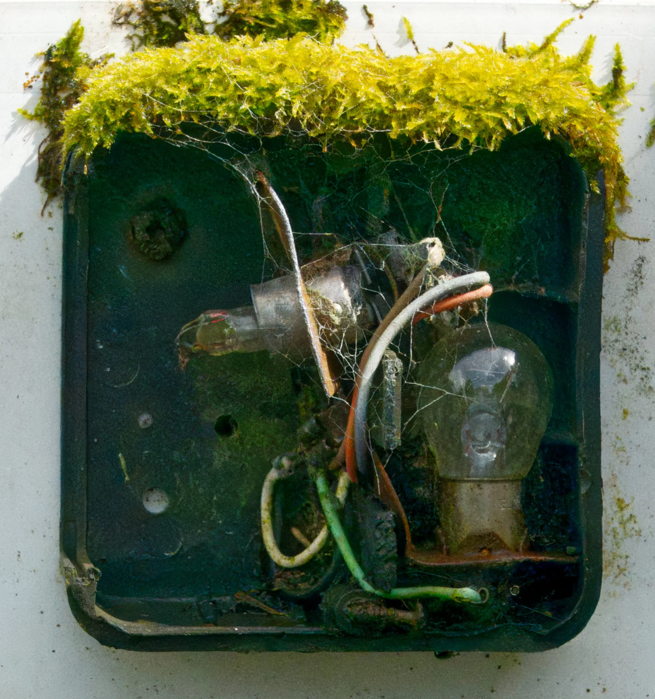 Naturalised rear light on my Dad's ancient trailer, Petitswood, Mullingar, Ireland