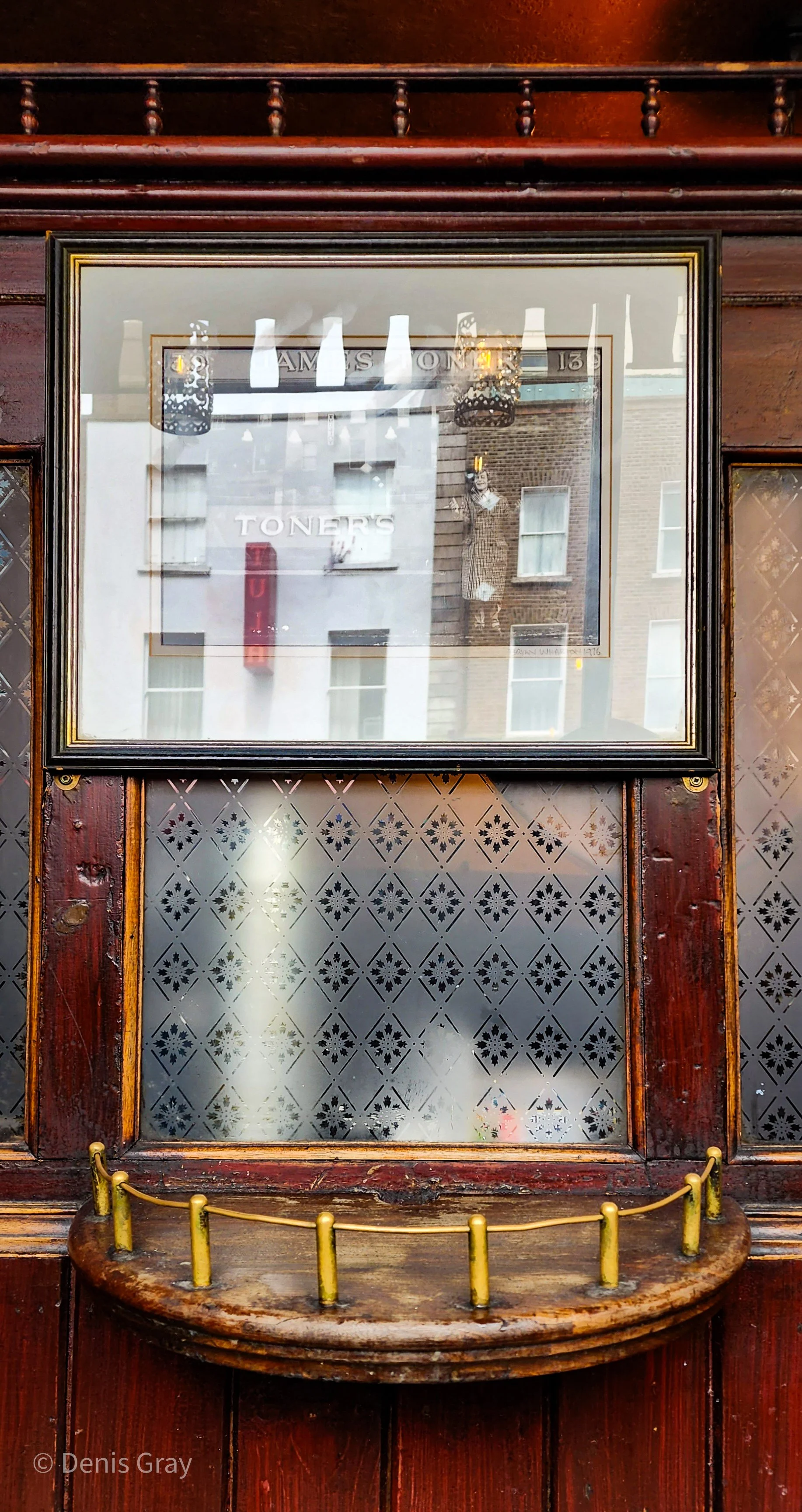 Toner's Snug, (Peter O'Toole in image reflecting buildings across the street), Toner's, Baggot St, Dublin