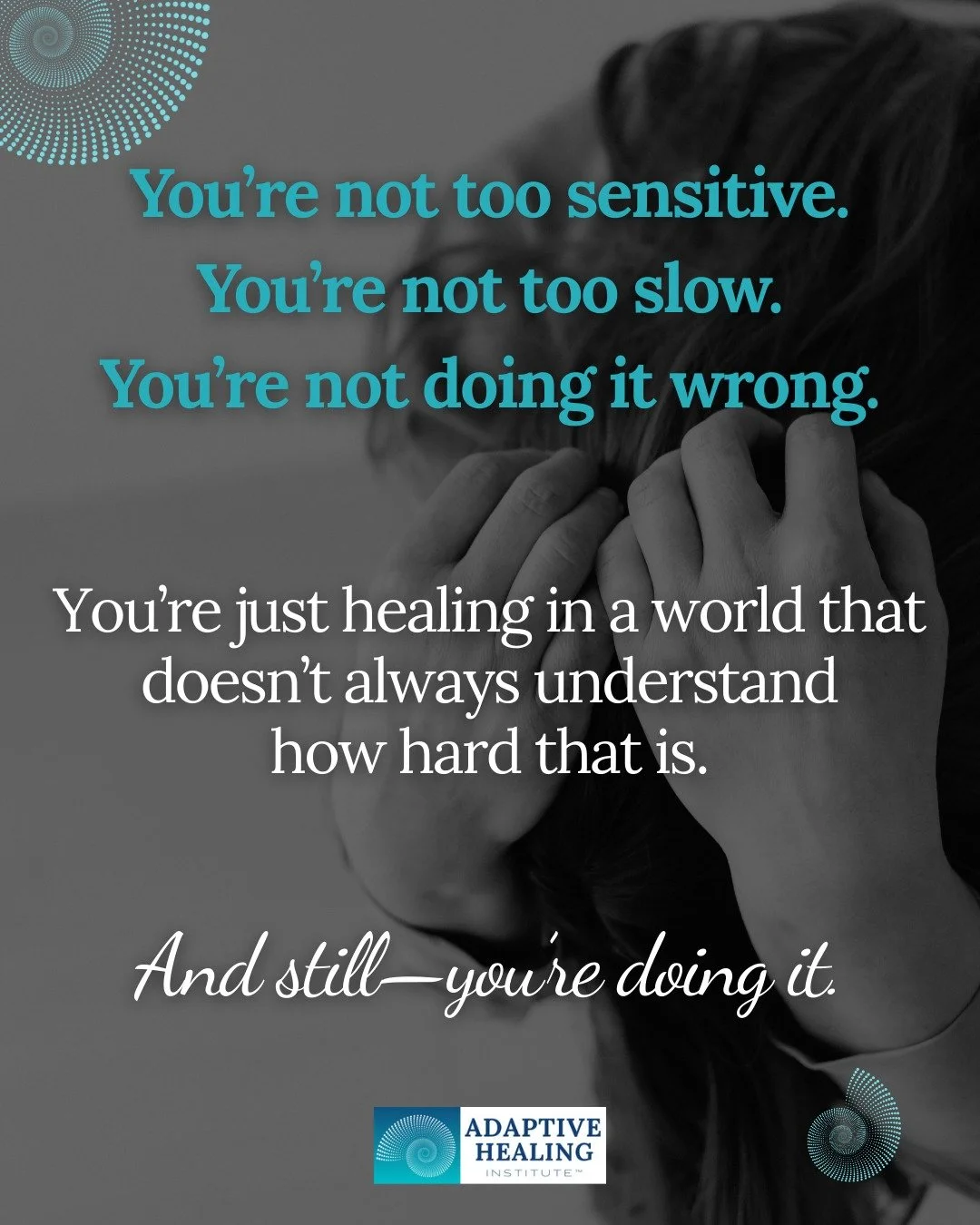 If you&rsquo;ve ever wondered whether you&rsquo;re &ldquo;𝐭𝐨𝐨 𝐦𝐮𝐜𝐡&rdquo; or &ldquo;𝐧𝐨𝐭 𝐞𝐧𝐨𝐮𝐠𝐡,&rdquo; please hear this:

There is nothing wrong with the way you&rsquo;re moving through your healing.
Your body is doing its best.
Your 