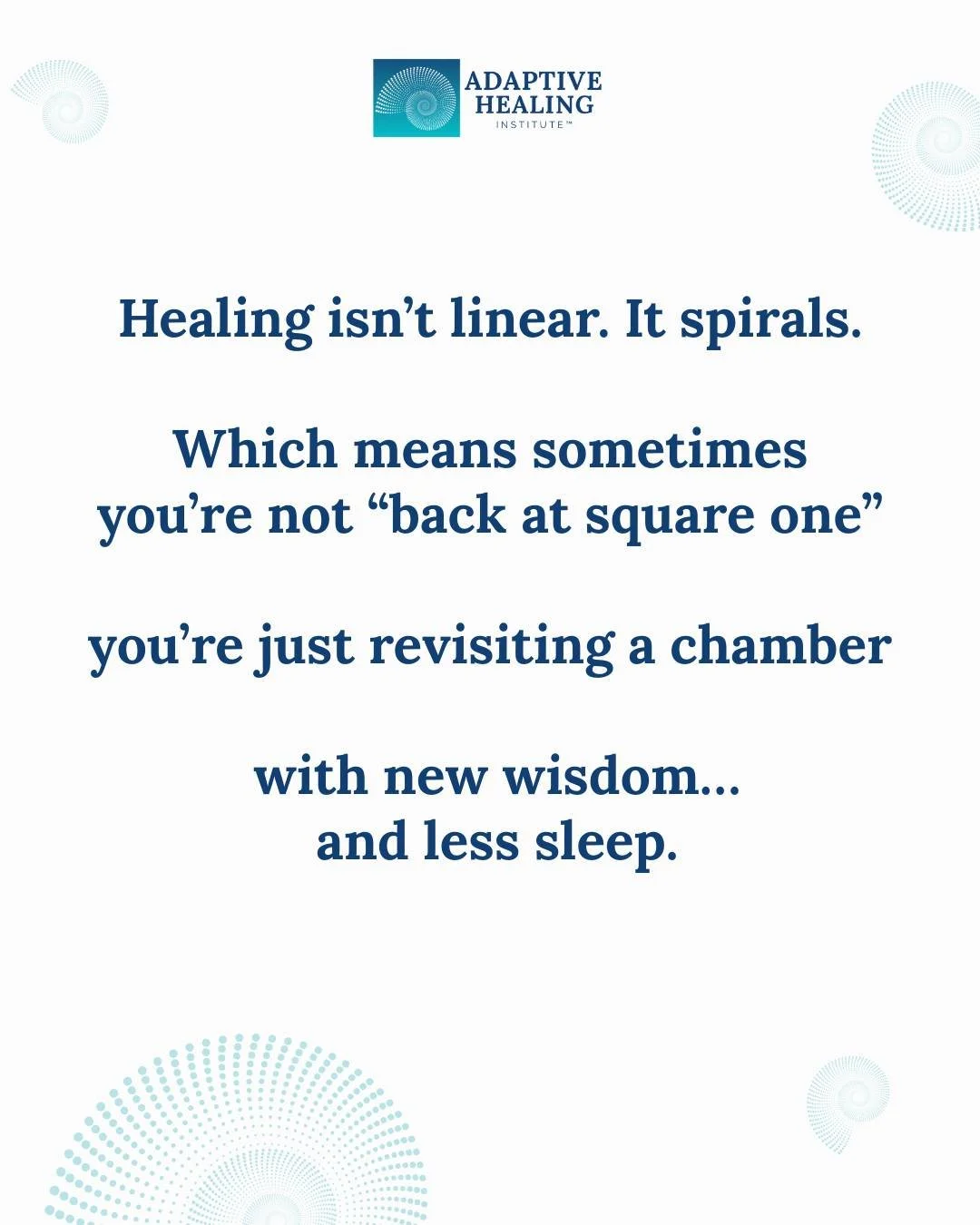 𝐇𝐞𝐚𝐥𝐢𝐧𝐠 𝐢𝐬𝐧&rsquo;𝐭 𝐥𝐢𝐧𝐞𝐚𝐫. 𝐈𝐭 𝐬𝐩𝐢𝐫𝐚𝐥𝐬.

So when you find yourself revisiting an old trigger, an old fear, or an old flare, it doesn&rsquo;t mean you failed. It might mean you&rsquo;re entering the same chamber with differen