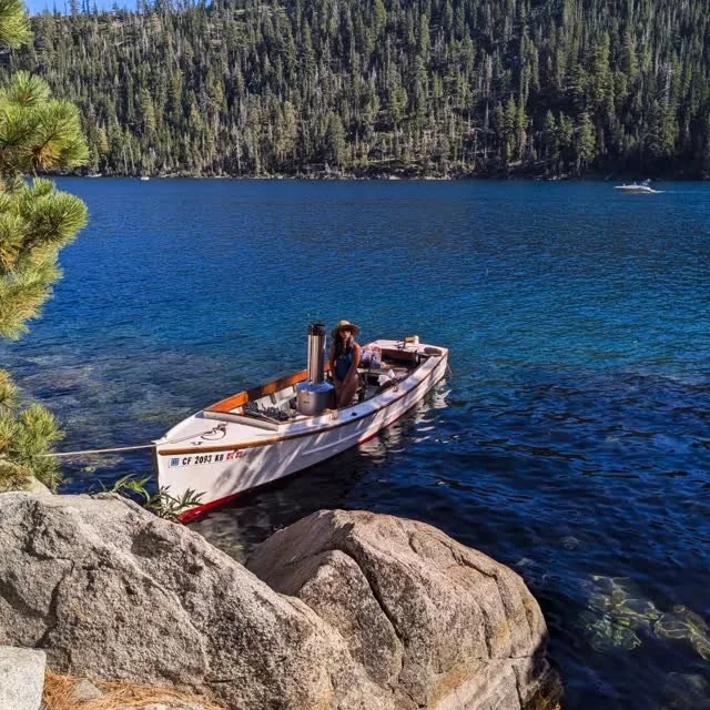 Sun-drenched days and an engine that tells a story. 🏞️✨ There’s nothing like exploring the remote coves and granite shorelines of Lake Tahoe on the Wayward Belle. From docking at a secret stone castle to watching the sunset glow on the water,
