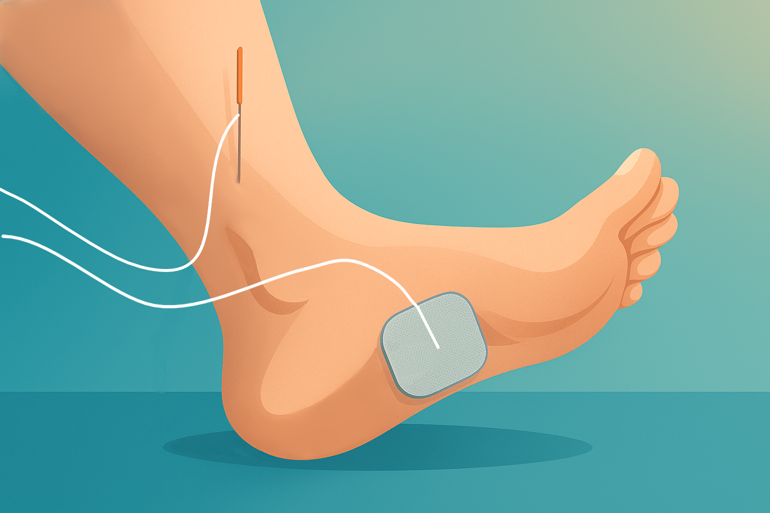 Illustration PTNS mit Nadel und Elektrode