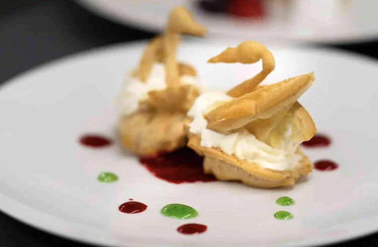 Contemporary dessert plating aboard