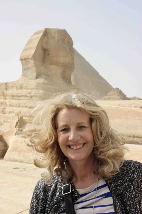 Tracey Hazan at the Sphinx, Egypt