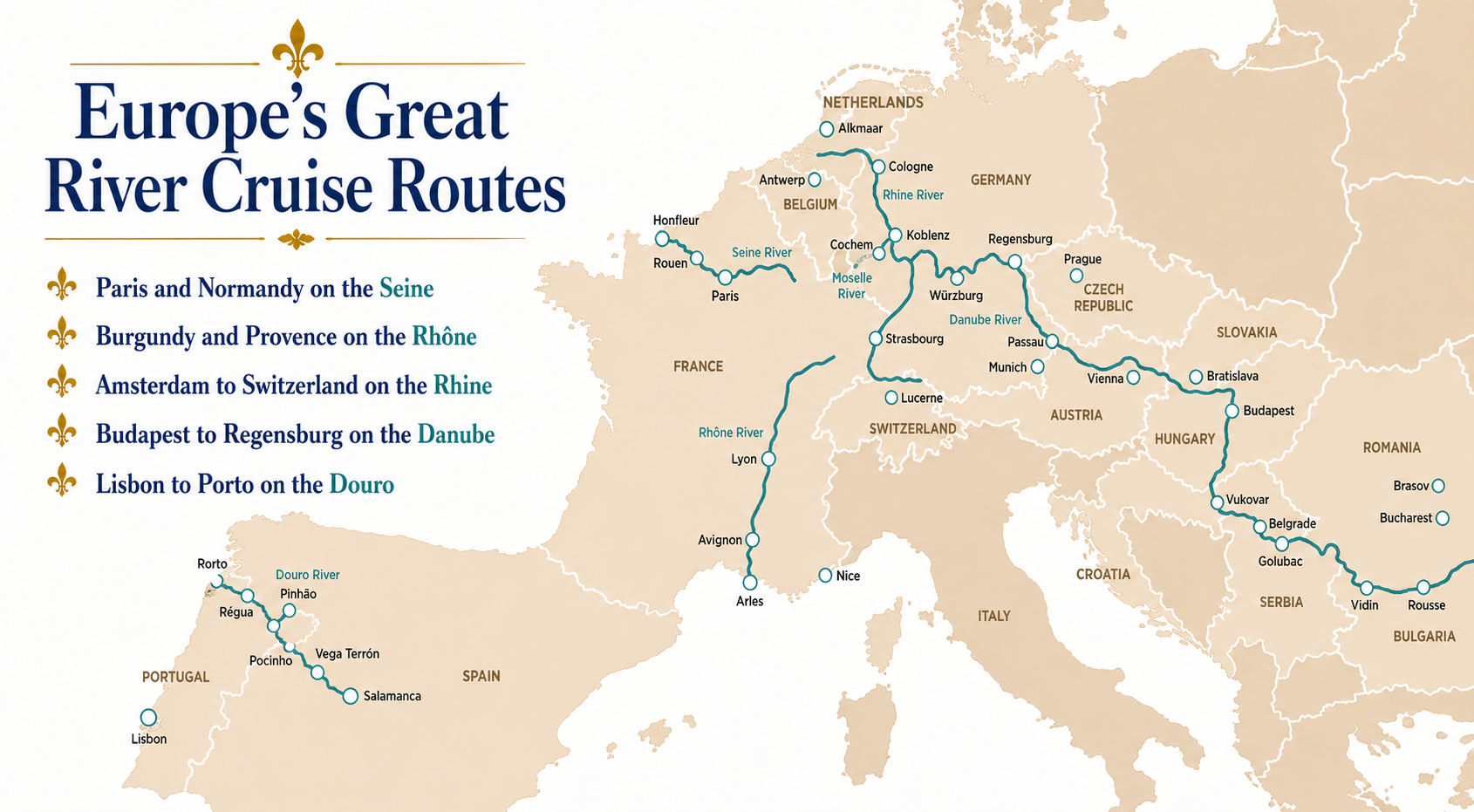 Europe's Great Rivers Map