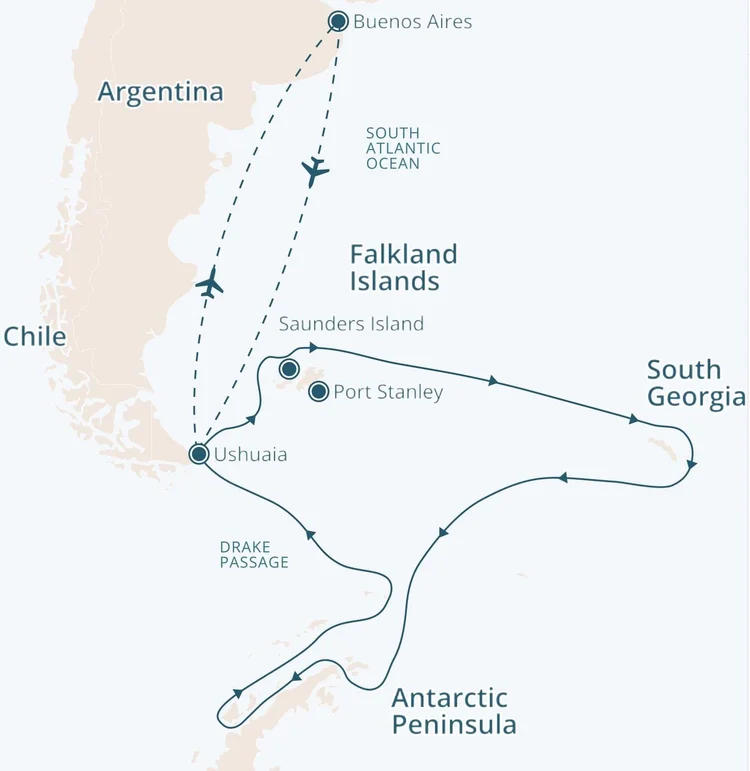 Antarctica, South Georgia & Falklands Map