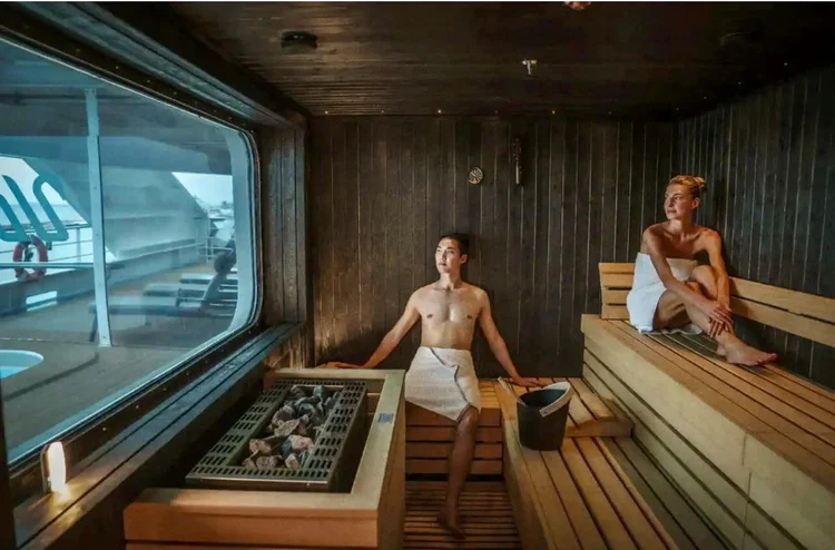 Ocean-view sauna aboard