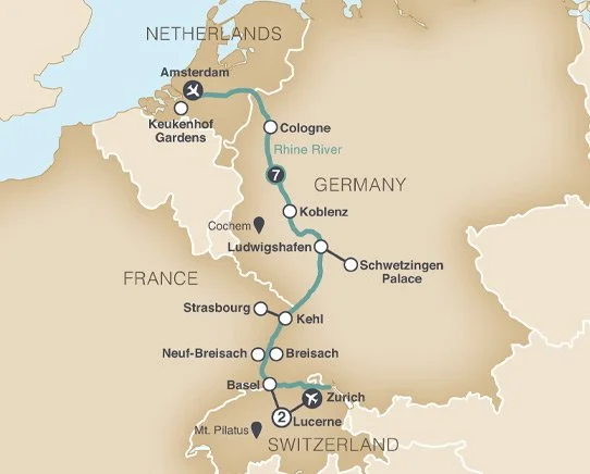 Tulip Time Rhine route map