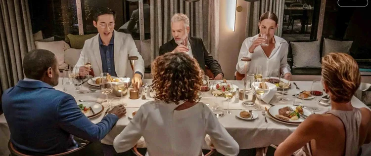 Guests dining together at the Swan Restaurant
