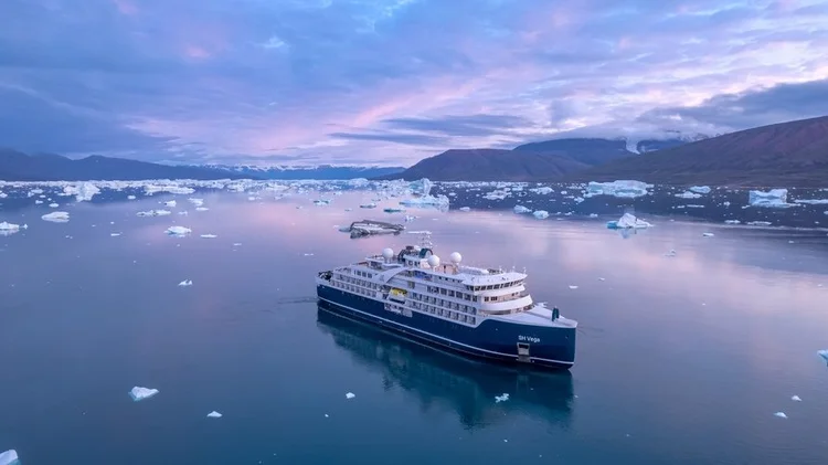 Aerial view of the Swan Hellenic ship