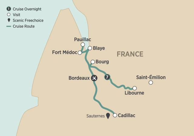 Bordeaux Affair river cruise route map