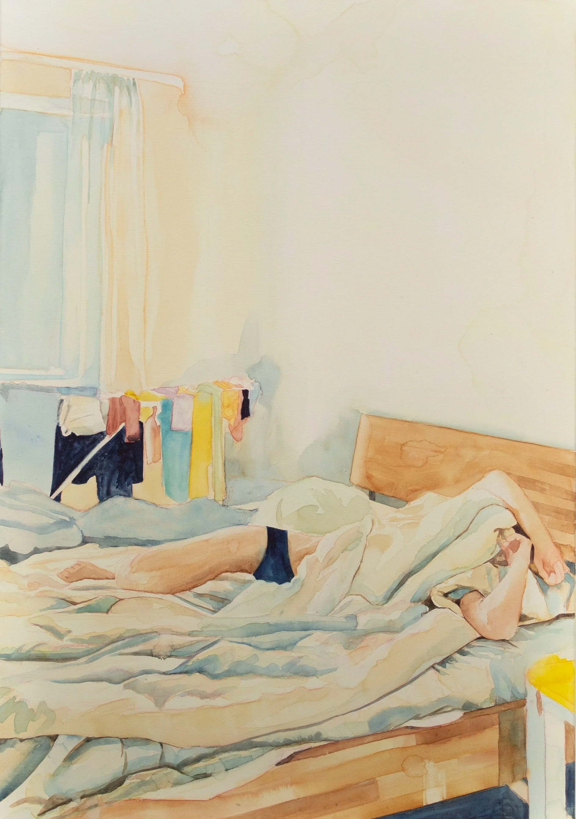 "Sunlit," watercolor on canvas, 39 in. x 27 in., 2024.