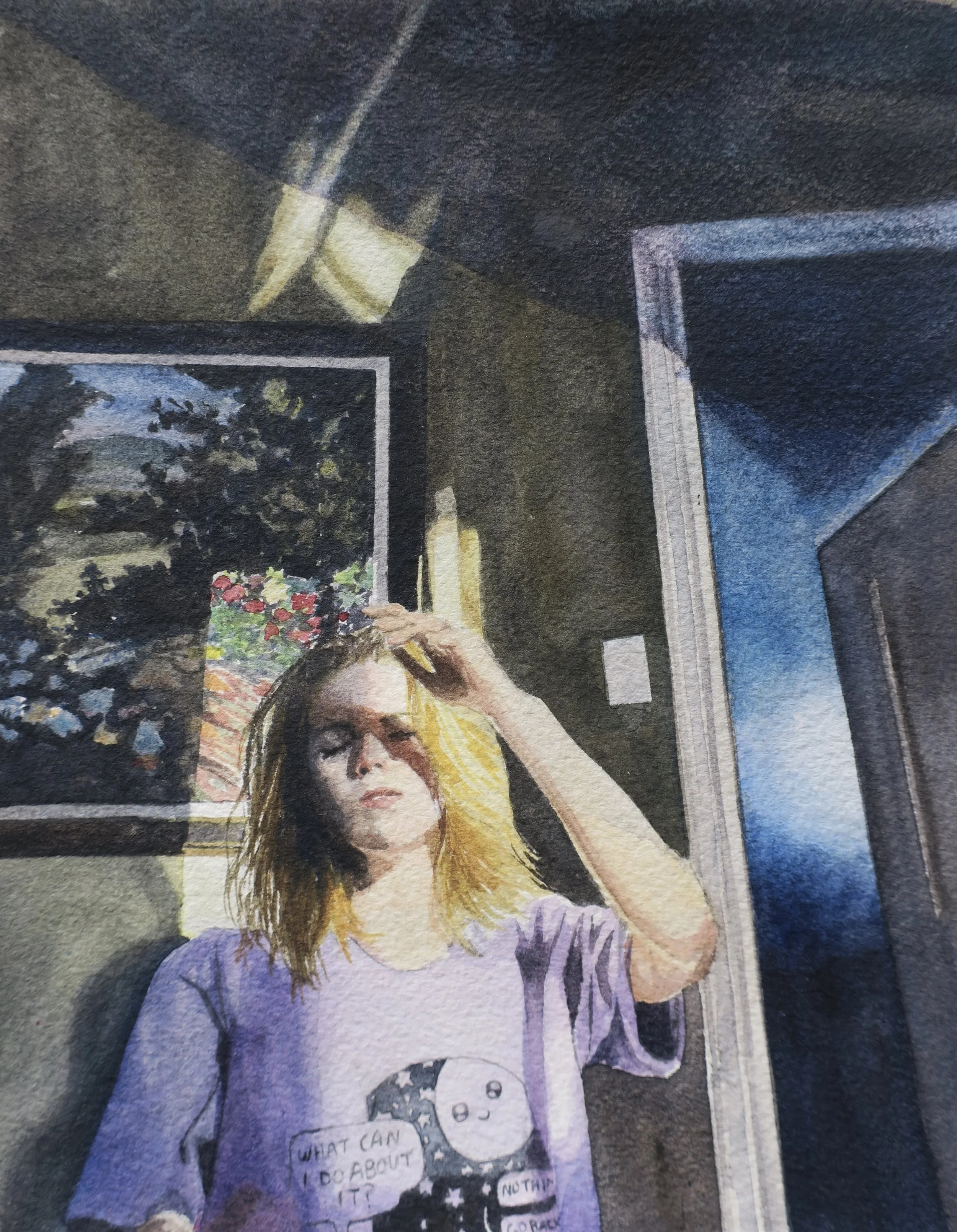   Confrontation,   2025, watercolor on Arches cold press paper, 3 in. x 5 in.