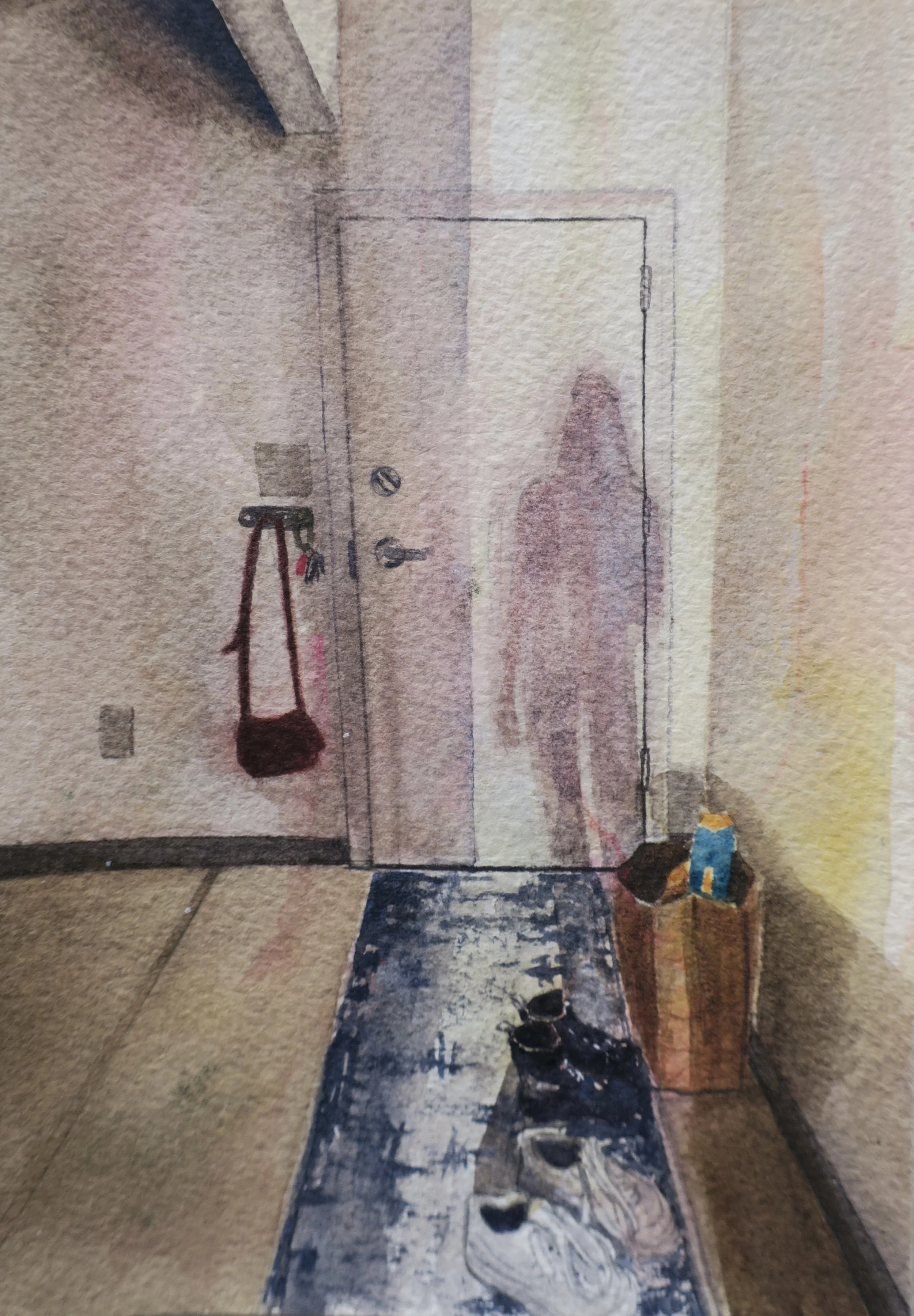   Hesitation,   2025, watercolor on Arches cold press paper, 3 in. x 5 in.