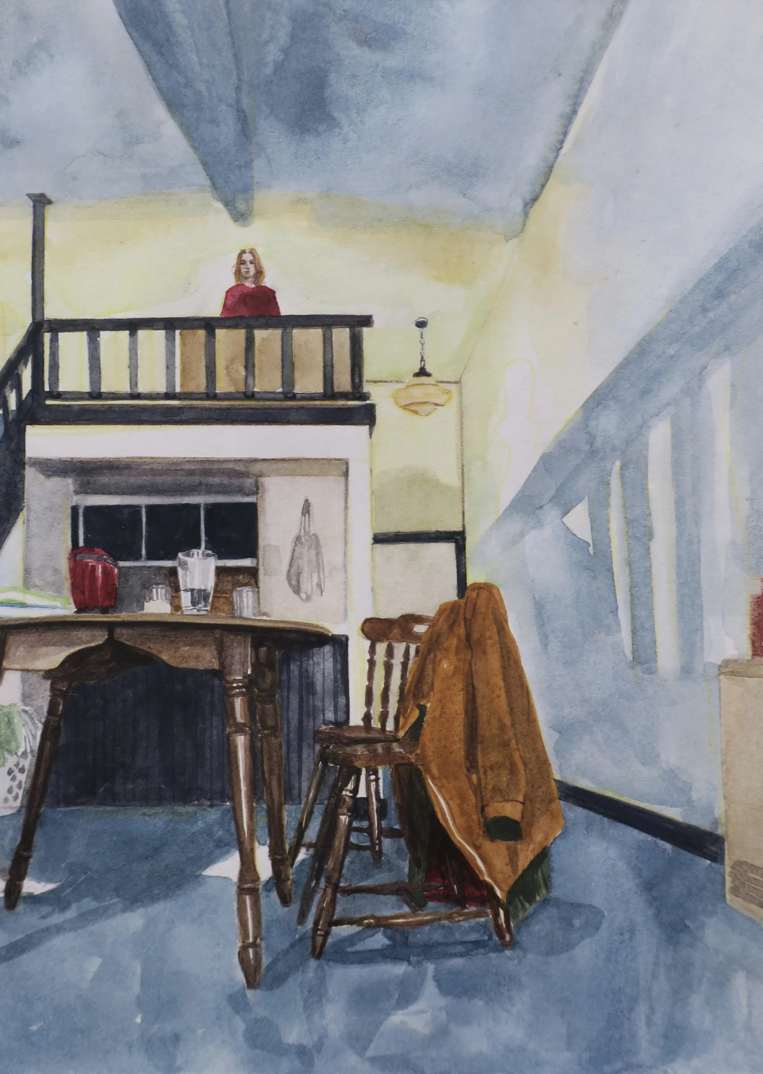   Apprehension,   2025, watercolor on Arches cold press paper, 5 in. x 7 in.