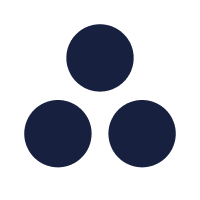 Three dark blue circles arranged in a triangular formation