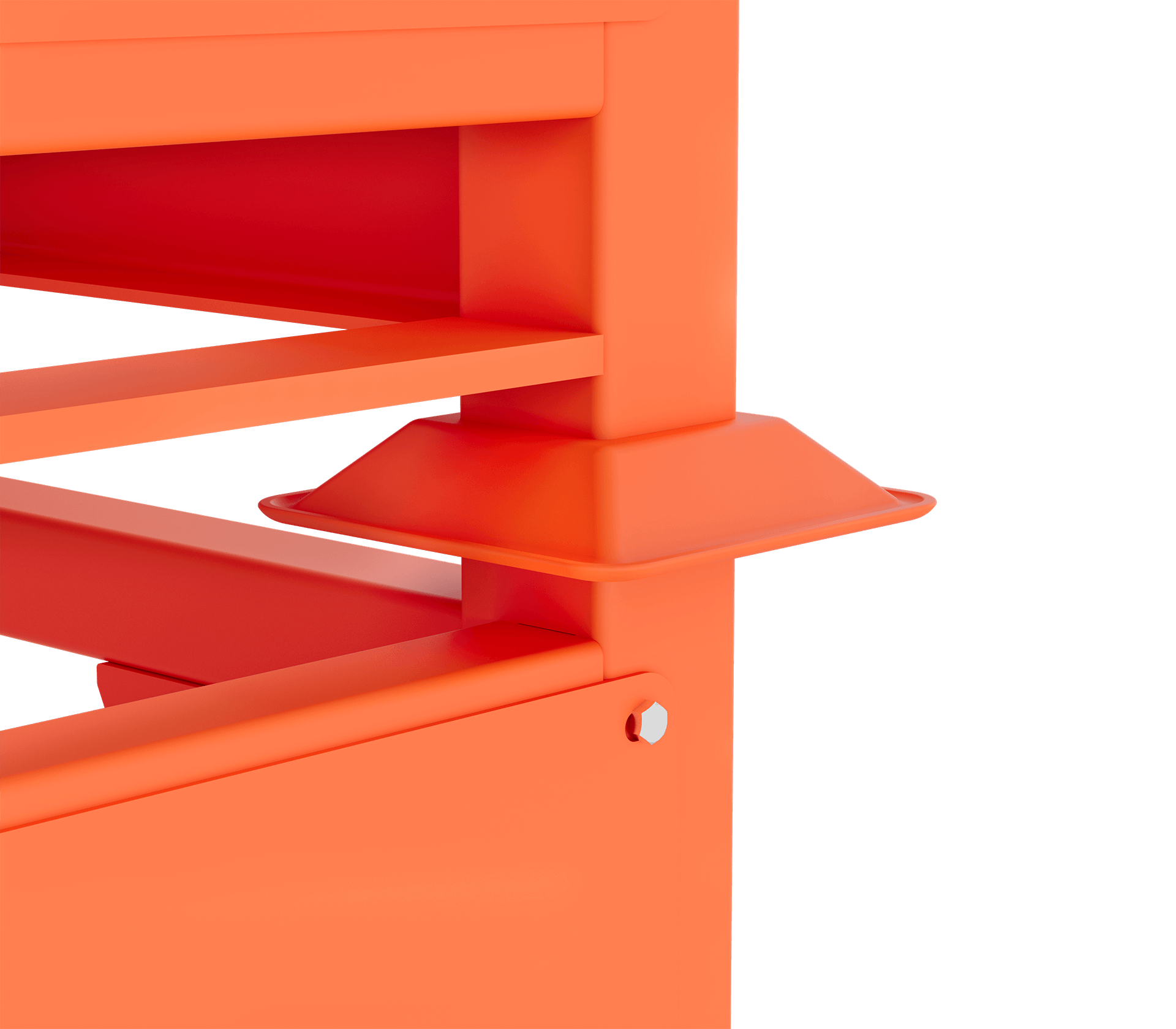 Side view of crate stacking connection point