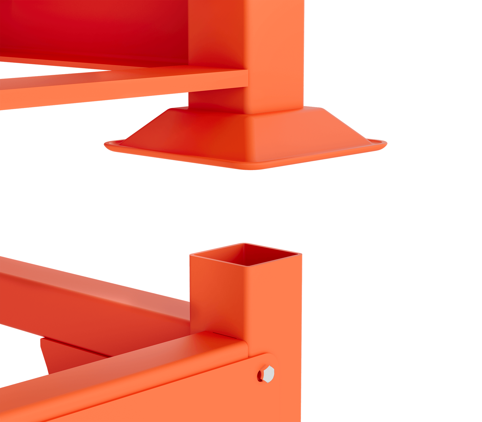 Close-up of stackable crate connector