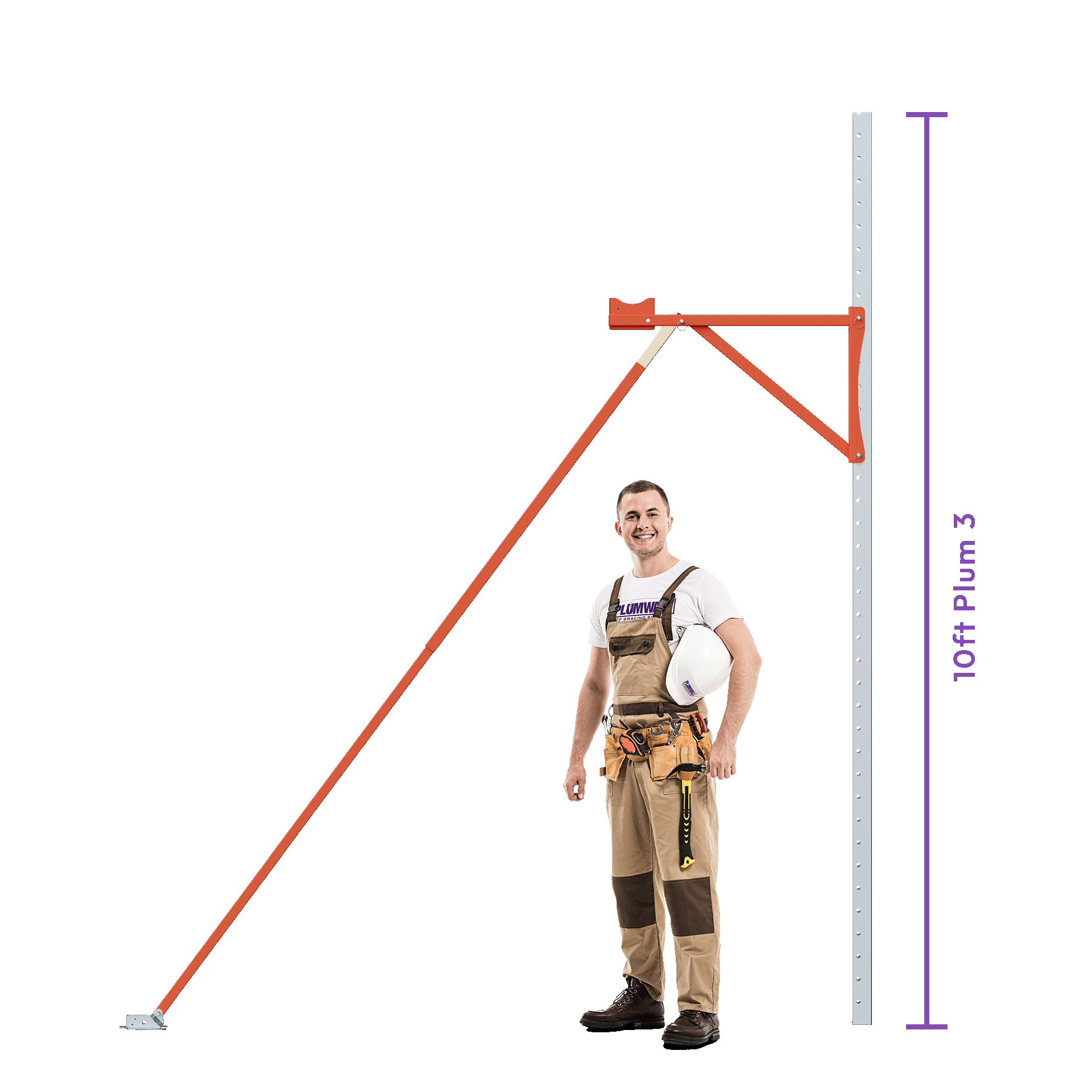 Size comparison between worker and 10 foot Plumwall ICF Bracing System