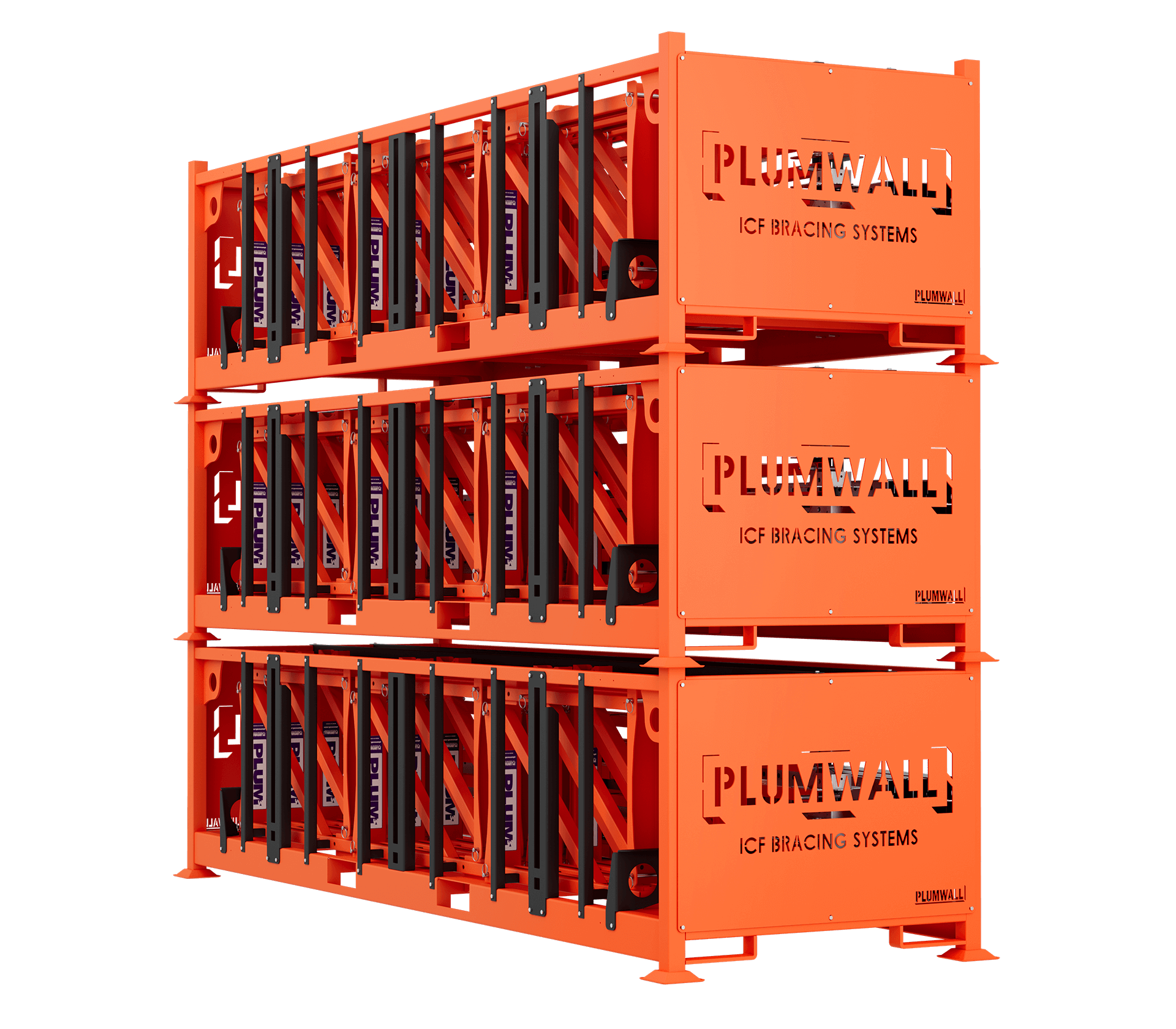 3 Plumwall ICF Brace Crates stacked