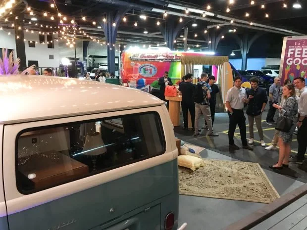 new york bella, our vw bus attending the city harvest gala at the lighthouse, pier 60, nyc vintage enclosed photo booth