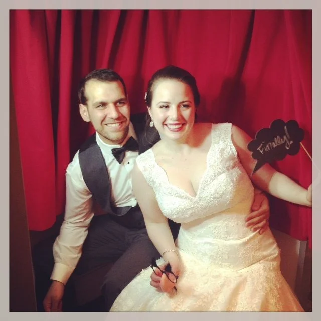 new jersey finally! newlyweds in our photo booth in nj! bride and groom