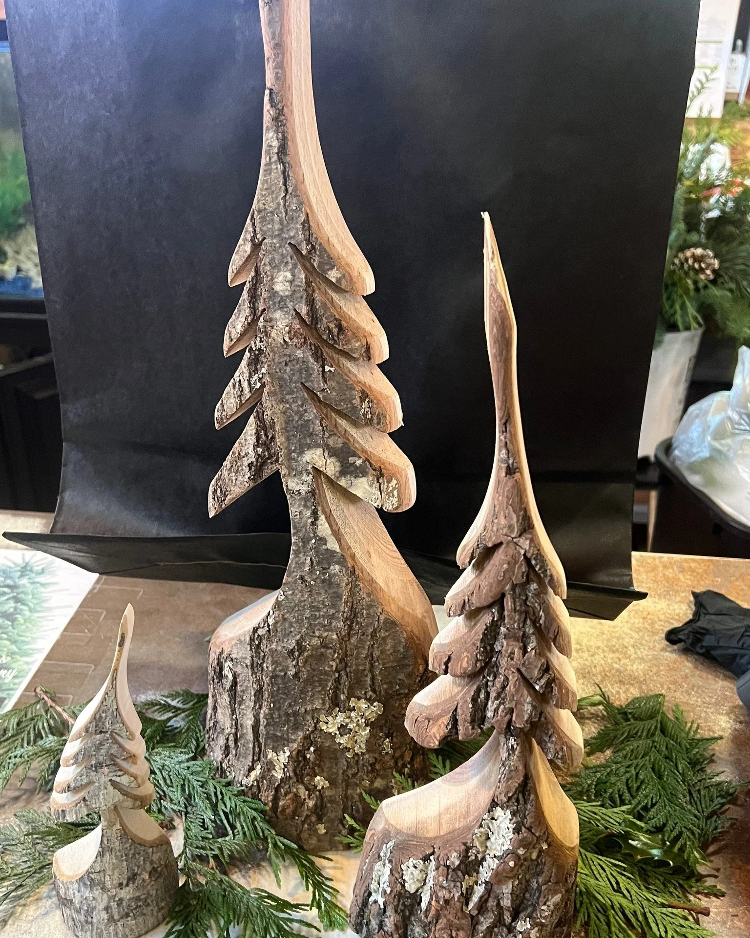 Amazing Hand Carved Wooden Trees! &amp; Fun Nut Cracker and Reindeer Pots!
