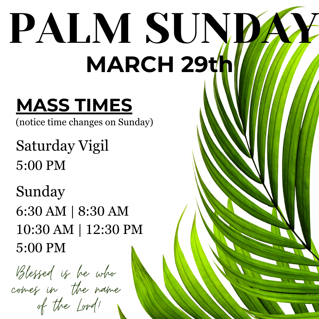 PALM SUNDAY MASS SCHEDULE