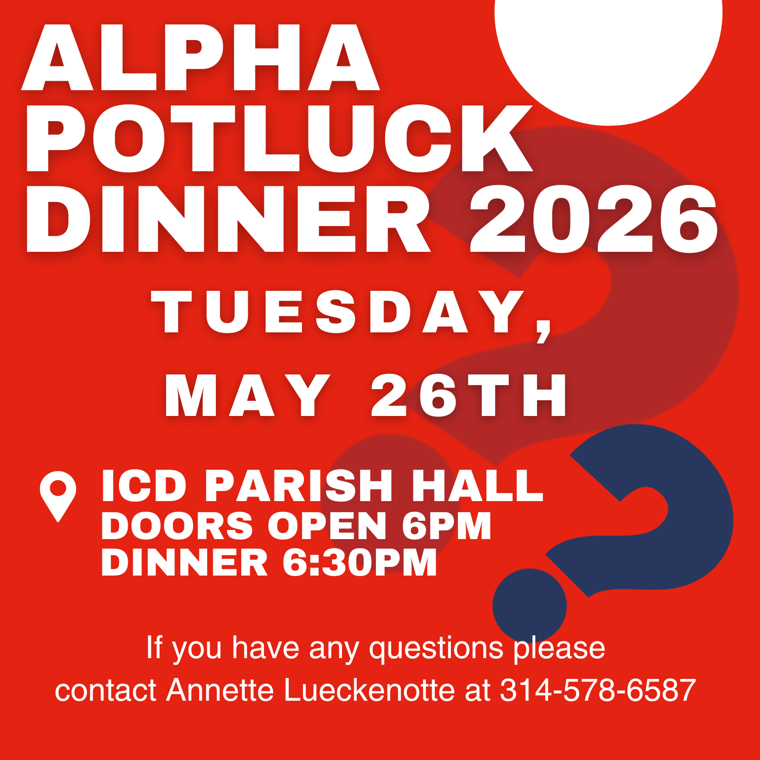 ALPHA REUNION POTLUCK DINNER