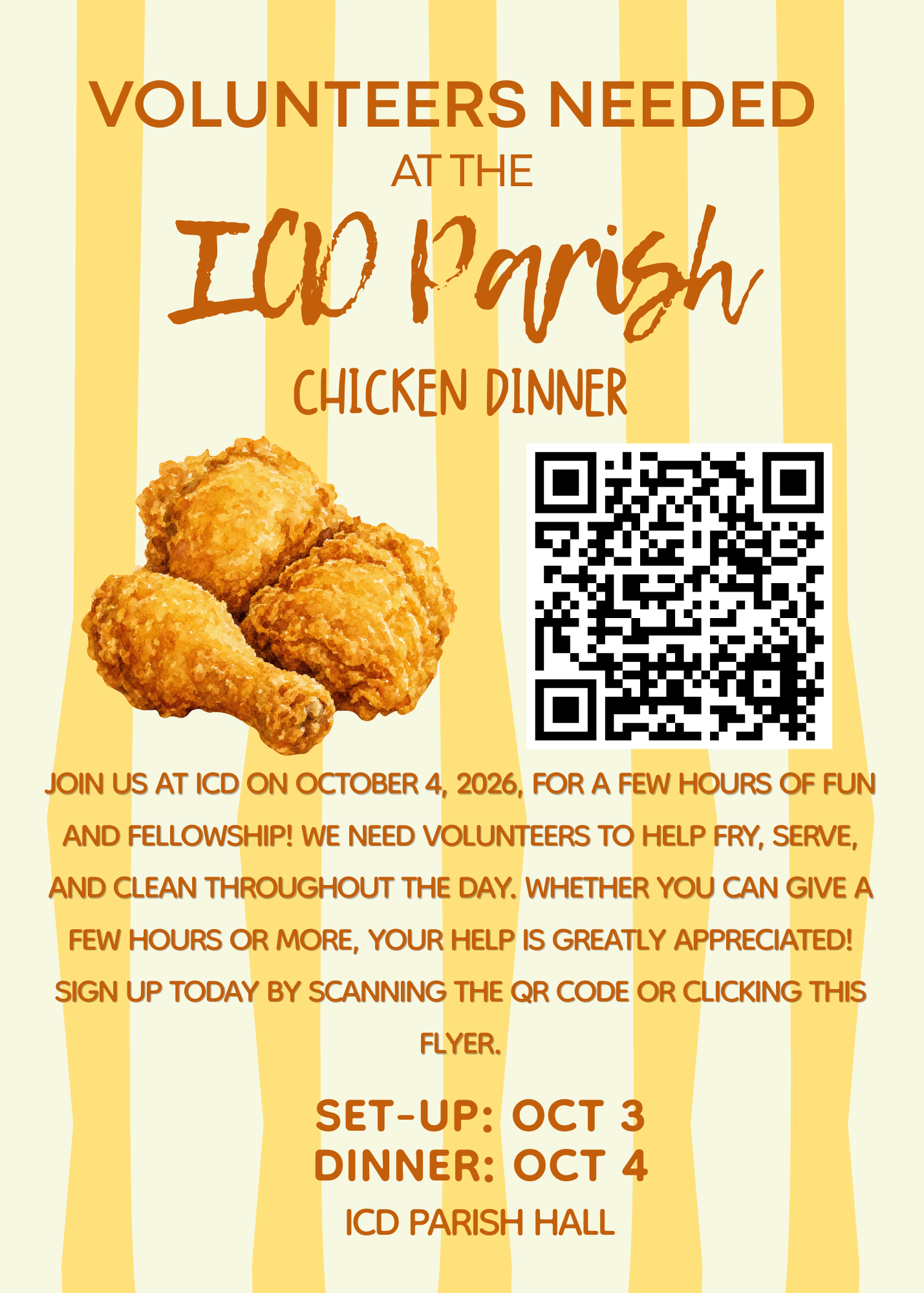 Volunteer for the Chicken Dinner | Oct 4