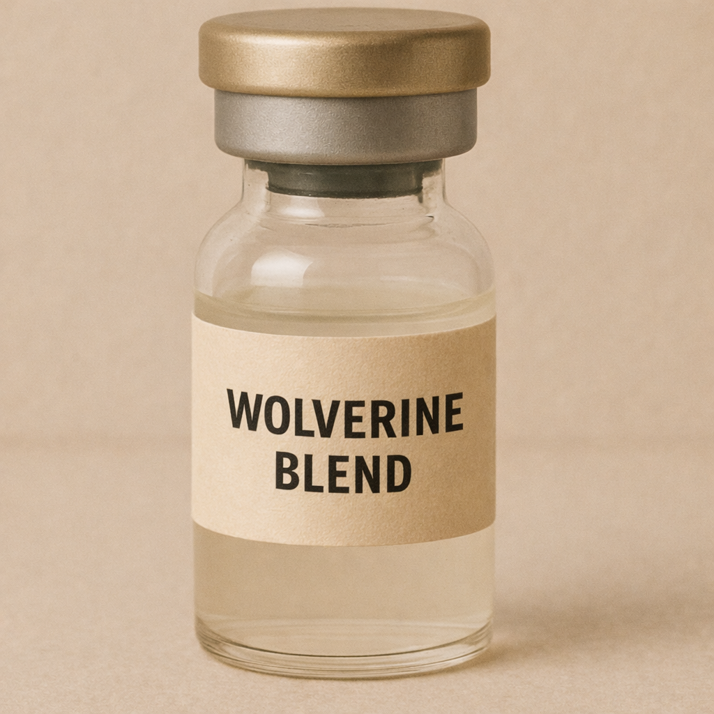 A glass vial labeled Wolverine Blend
