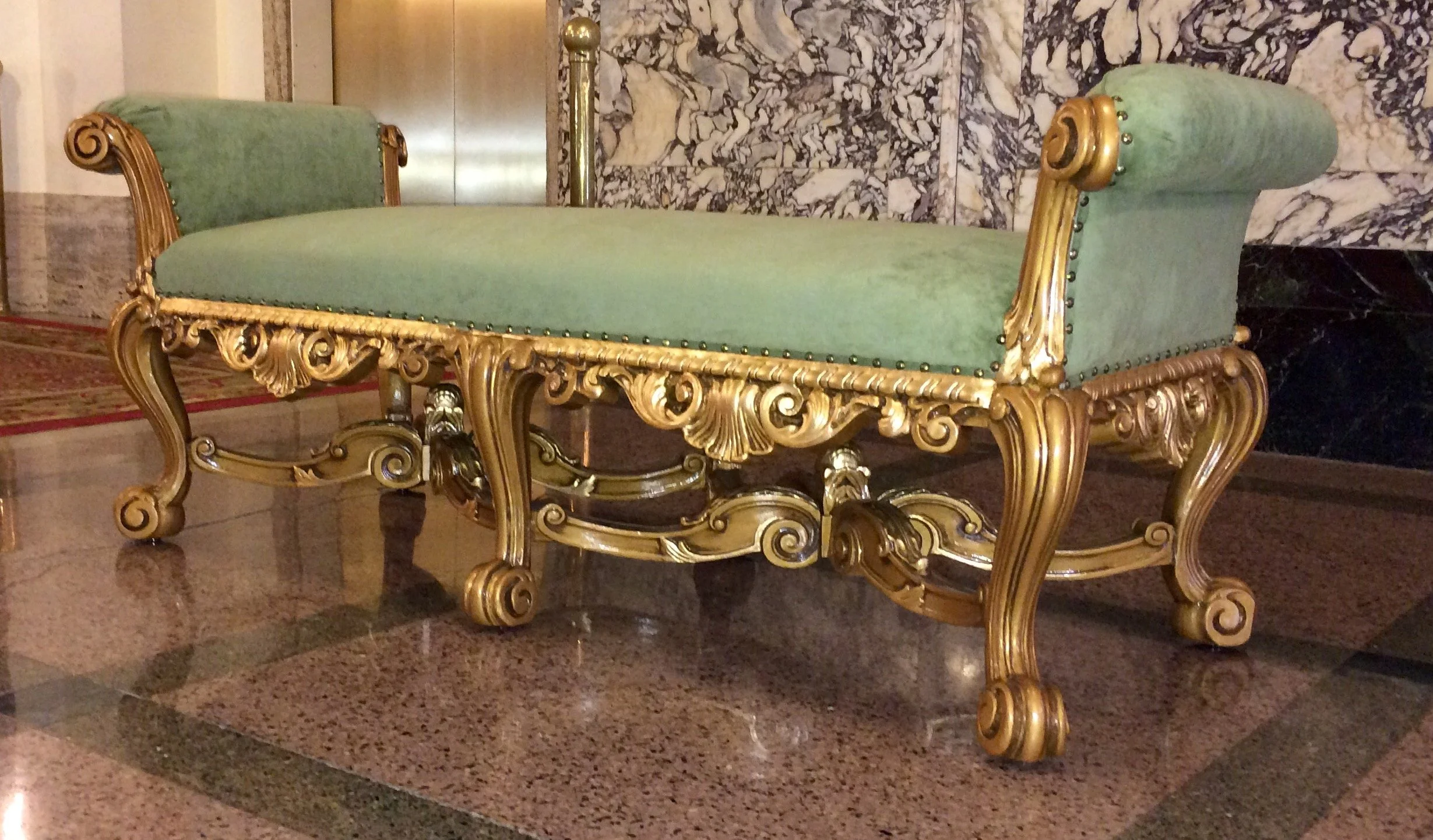 Orpheum Lounges Restoration, historical furniture restoration by Custom Artisan Finishes in Omaha, Nebraska