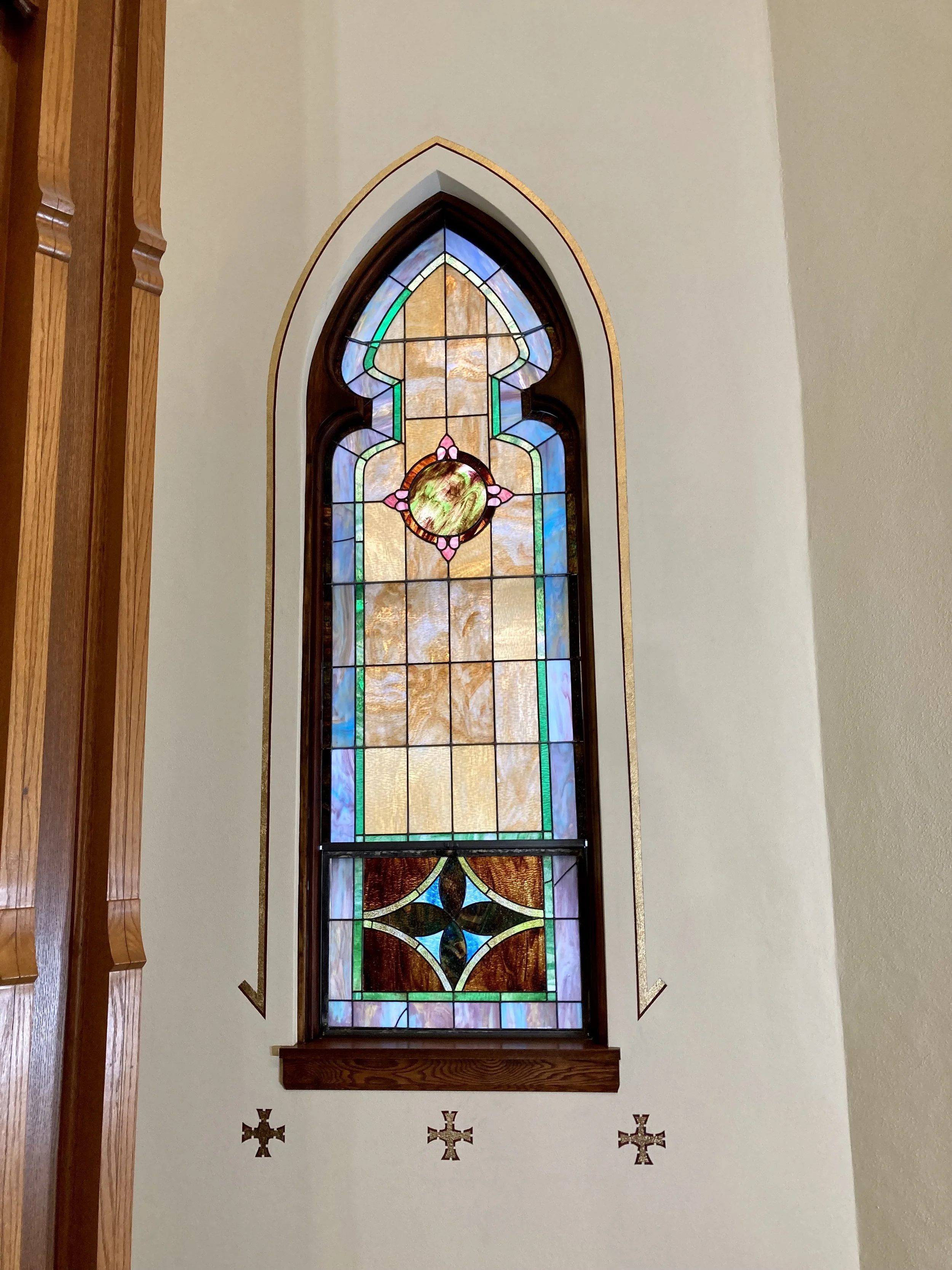 Our Savior’s Lutheran Church restoration, Historical Restoration, gilding, gold leafing, moulding, painting, masonry repair by Custom Artisan Finishes in Omaha, Nebraska 