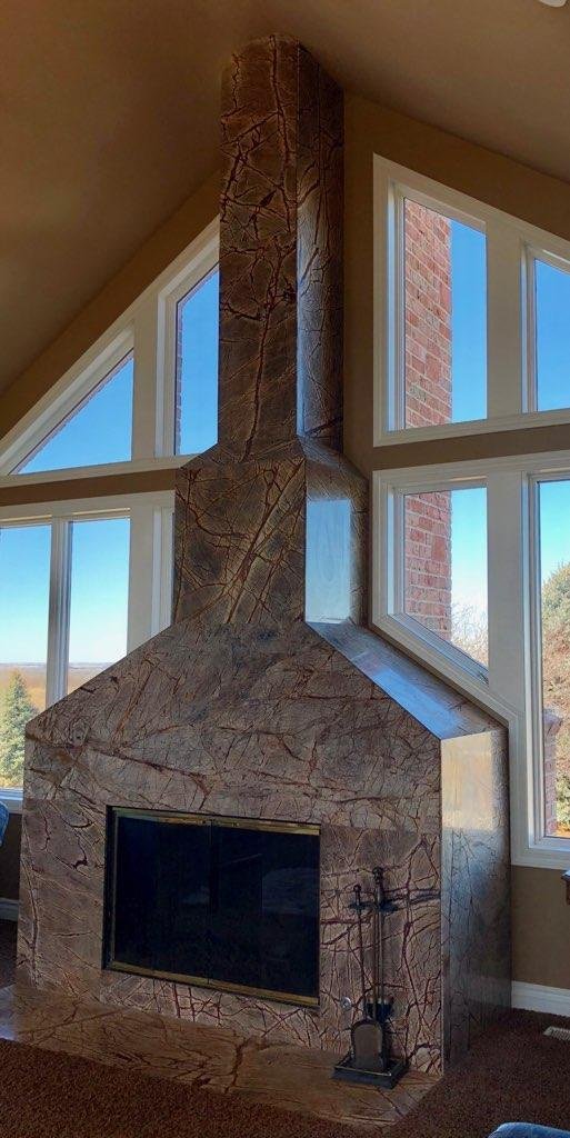 Residential fireplace finish by Custom Artisan Finishes in Omaha, Nebraska 