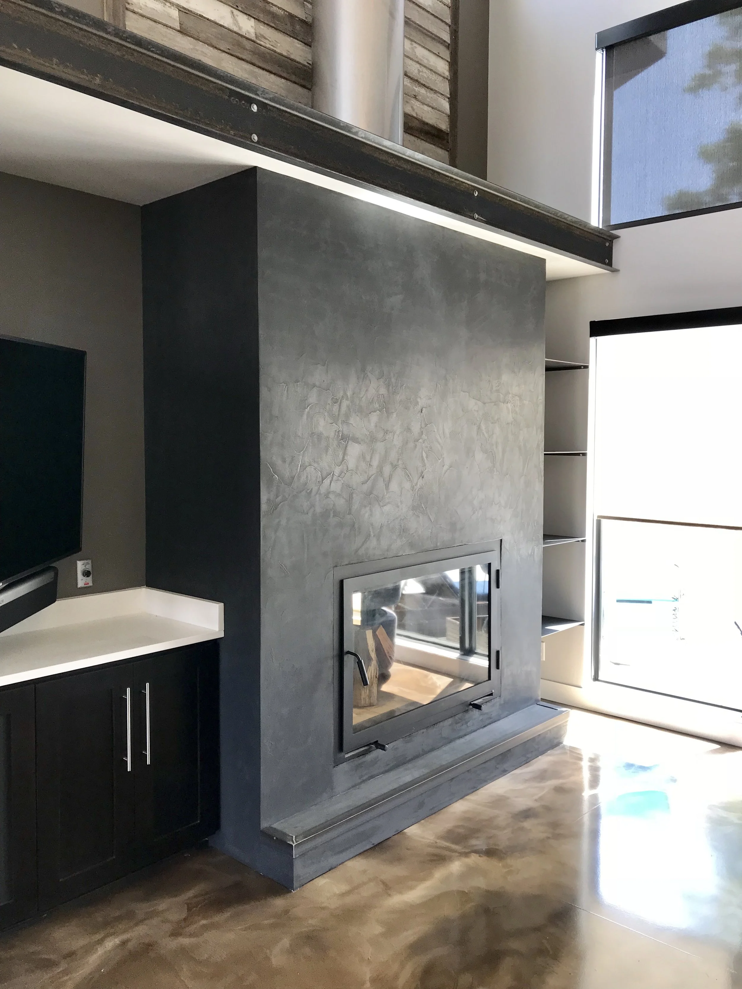 Residential fireplace finish by Custom Artisan Finishes in Omaha, Nebraska 