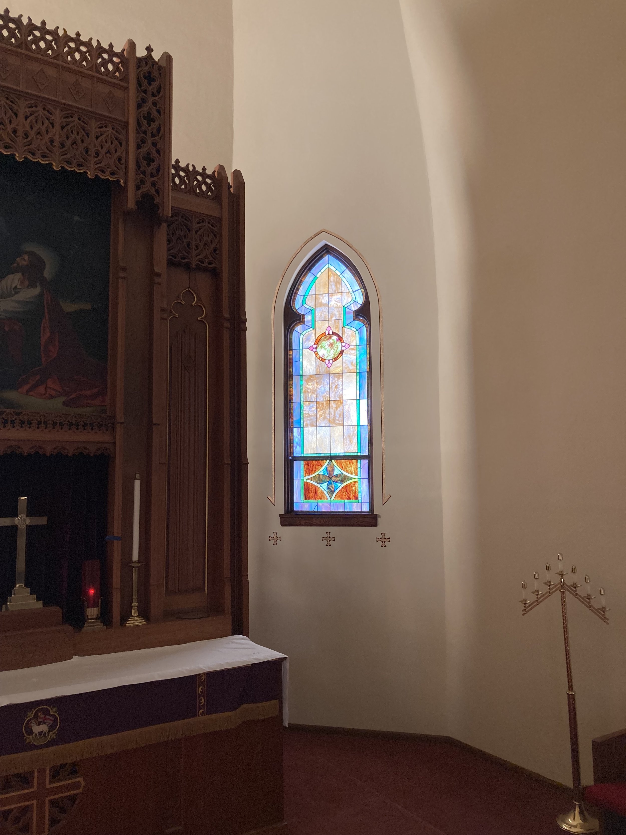 Our Savior’s Lutheran Church restoration, Historical Restoration, gilding, gold leafing, moulding, painting, masonry repair by Custom Artisan Finishes in Omaha, Nebraska 
